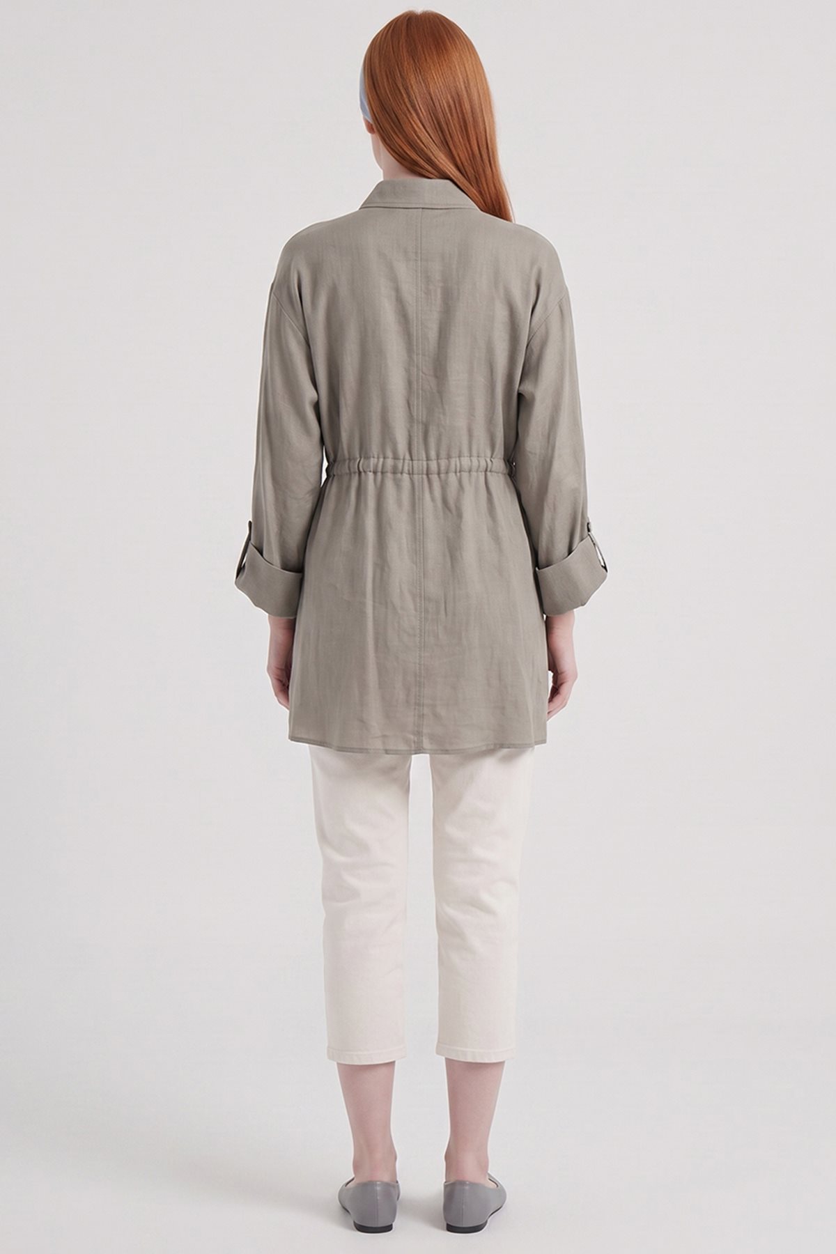 Single-Pocket Linen Lyocell Tunic Dark Mink