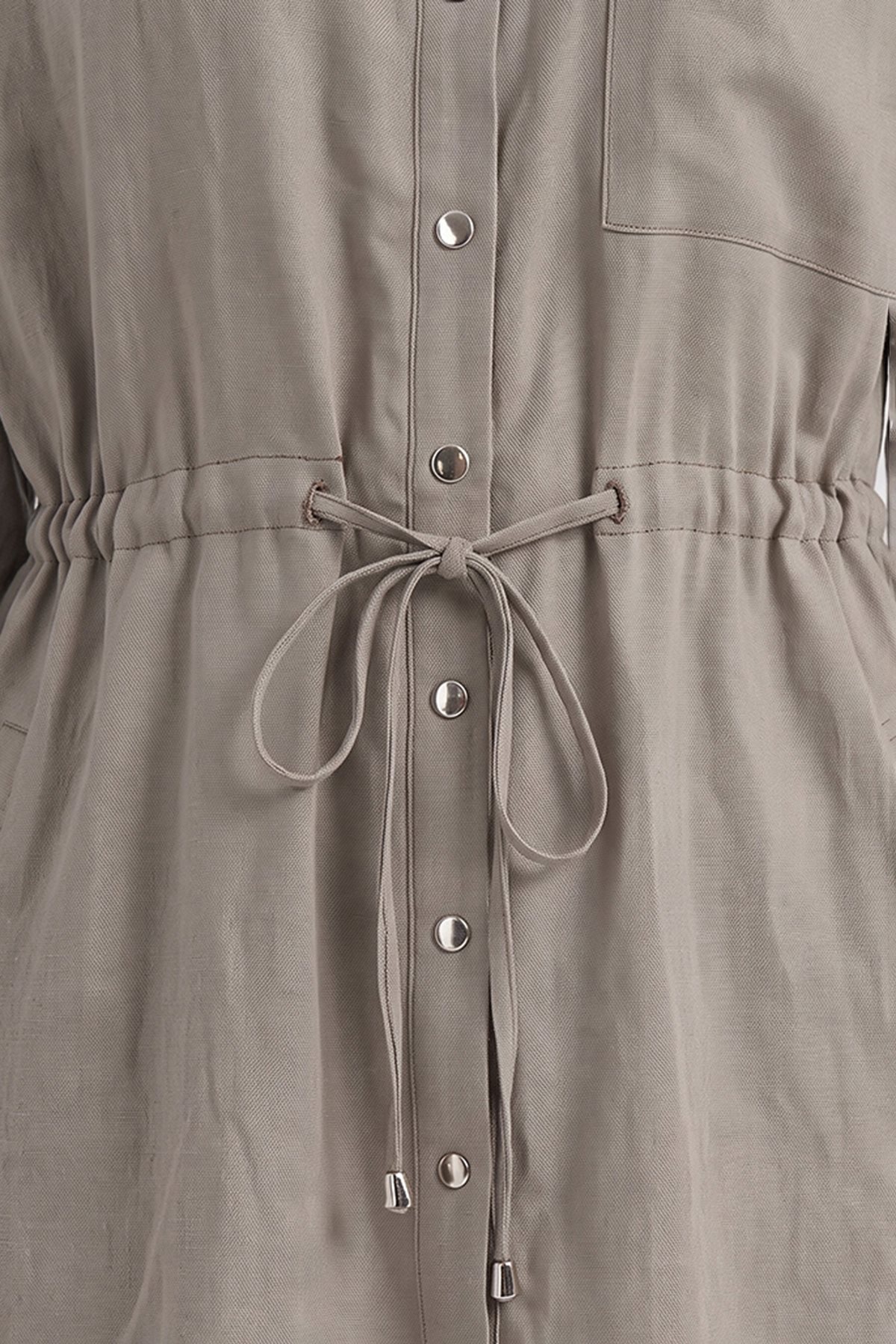 Single-Pocket Linen Lyocell Tunic Dark Mink