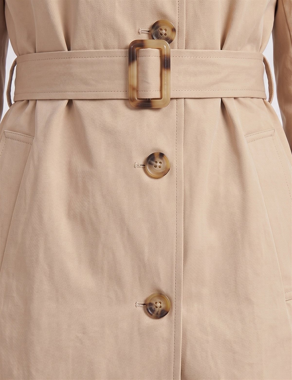 Convertible Collar Double-Breasted Trench Coat Light Beige