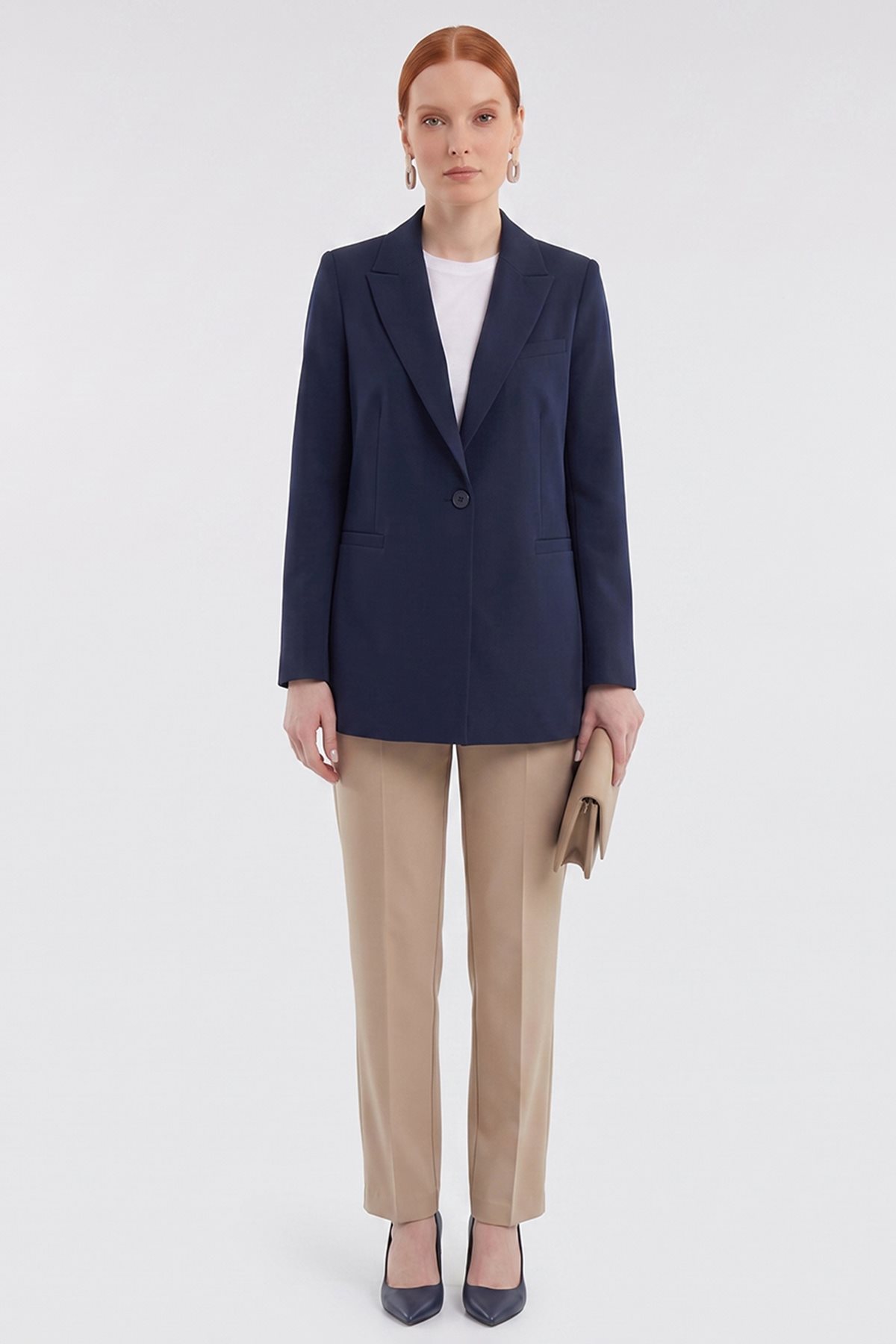 Single-Button Basic Blazer Navy