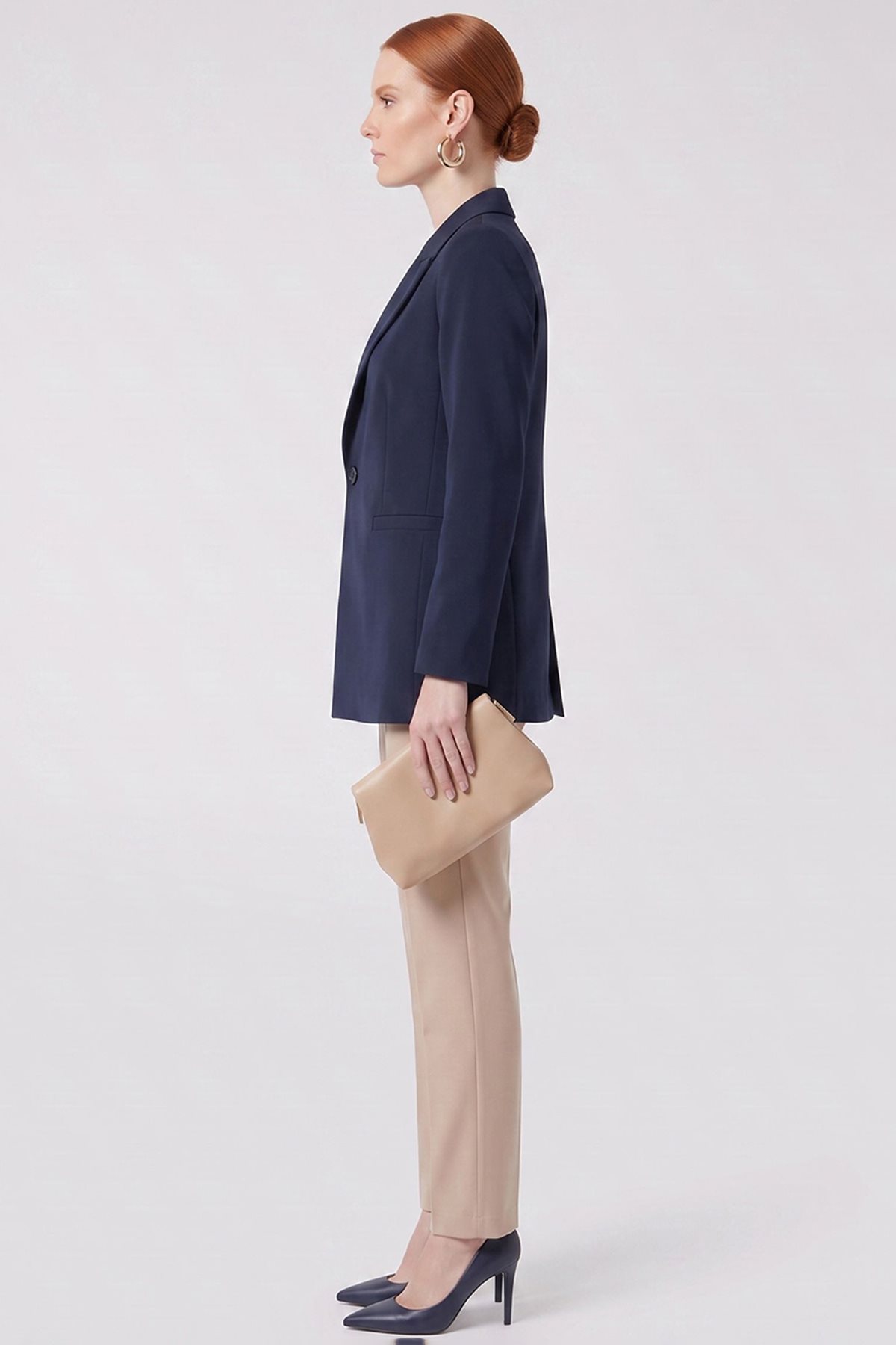 Single-Button Basic Blazer Navy