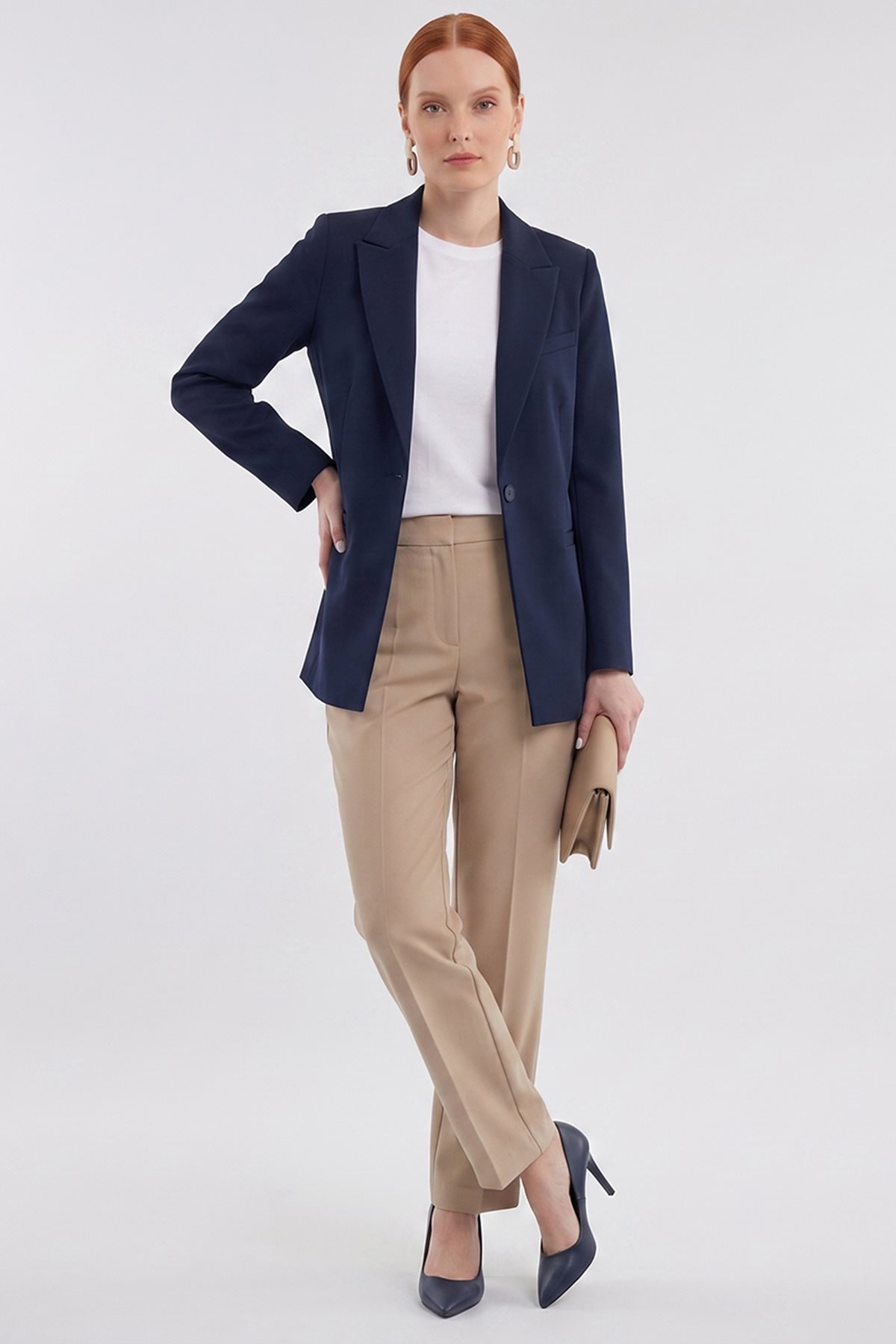 Single-Button Basic Blazer Navy