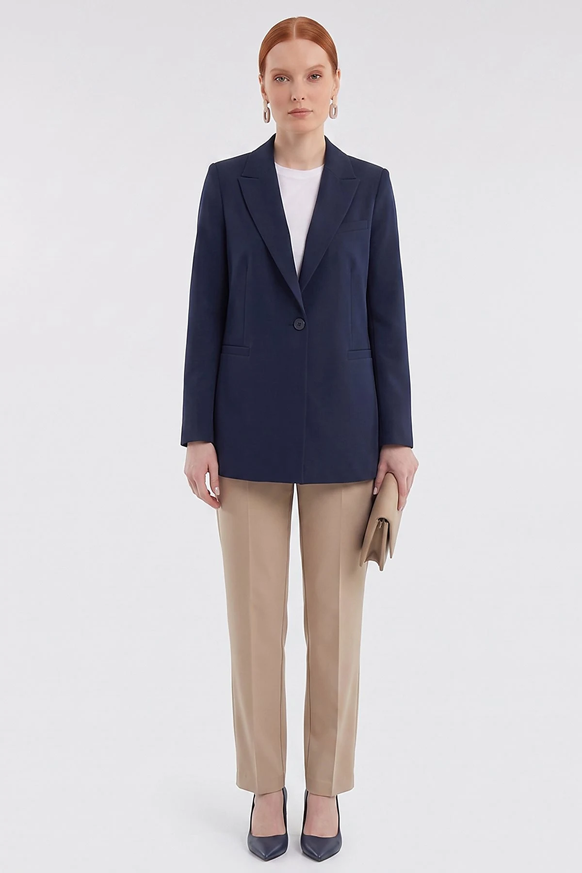 Single-Button Basic Blazer Navy