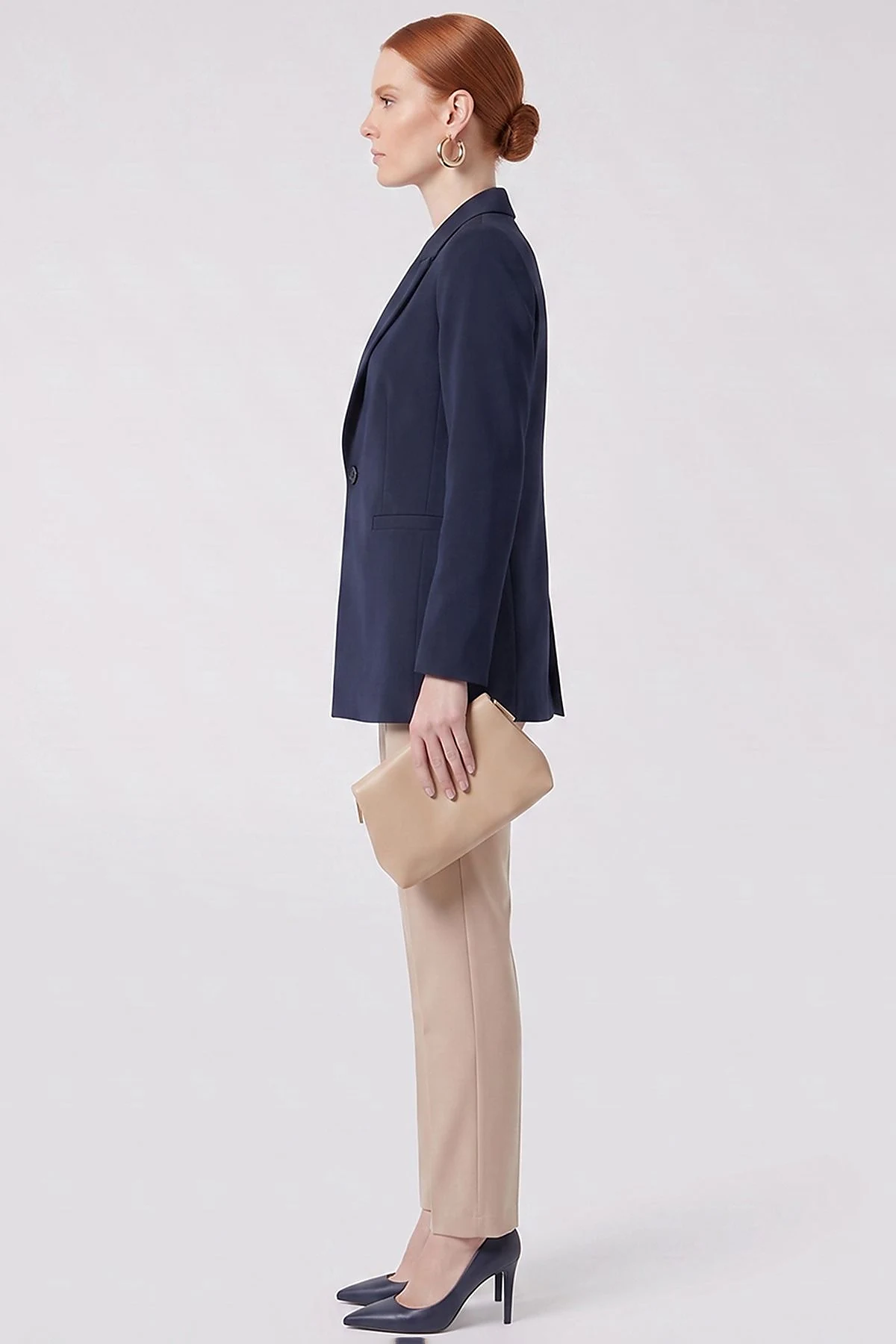 Single-Button Basic Blazer Navy