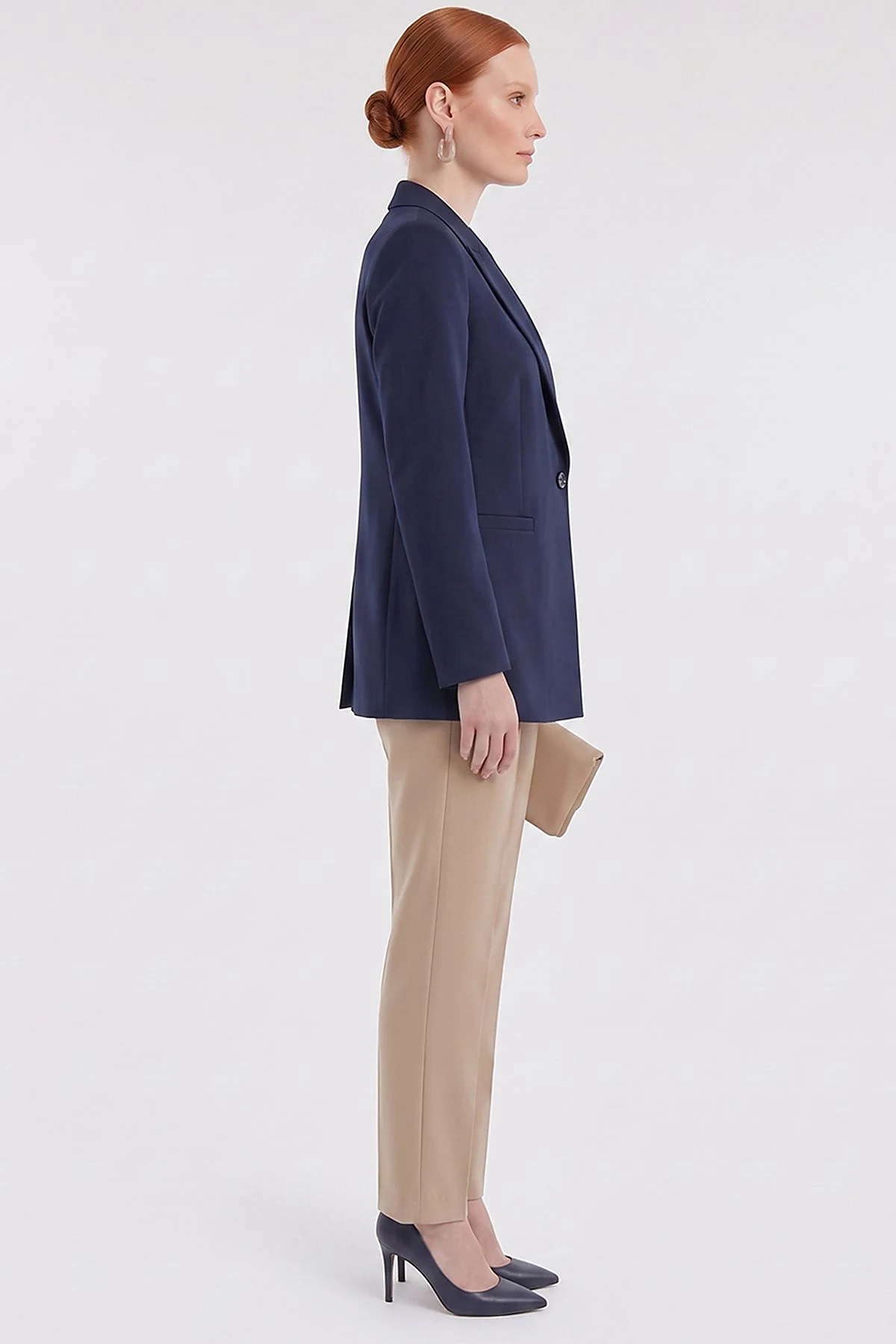 Single-Button Basic Blazer Navy