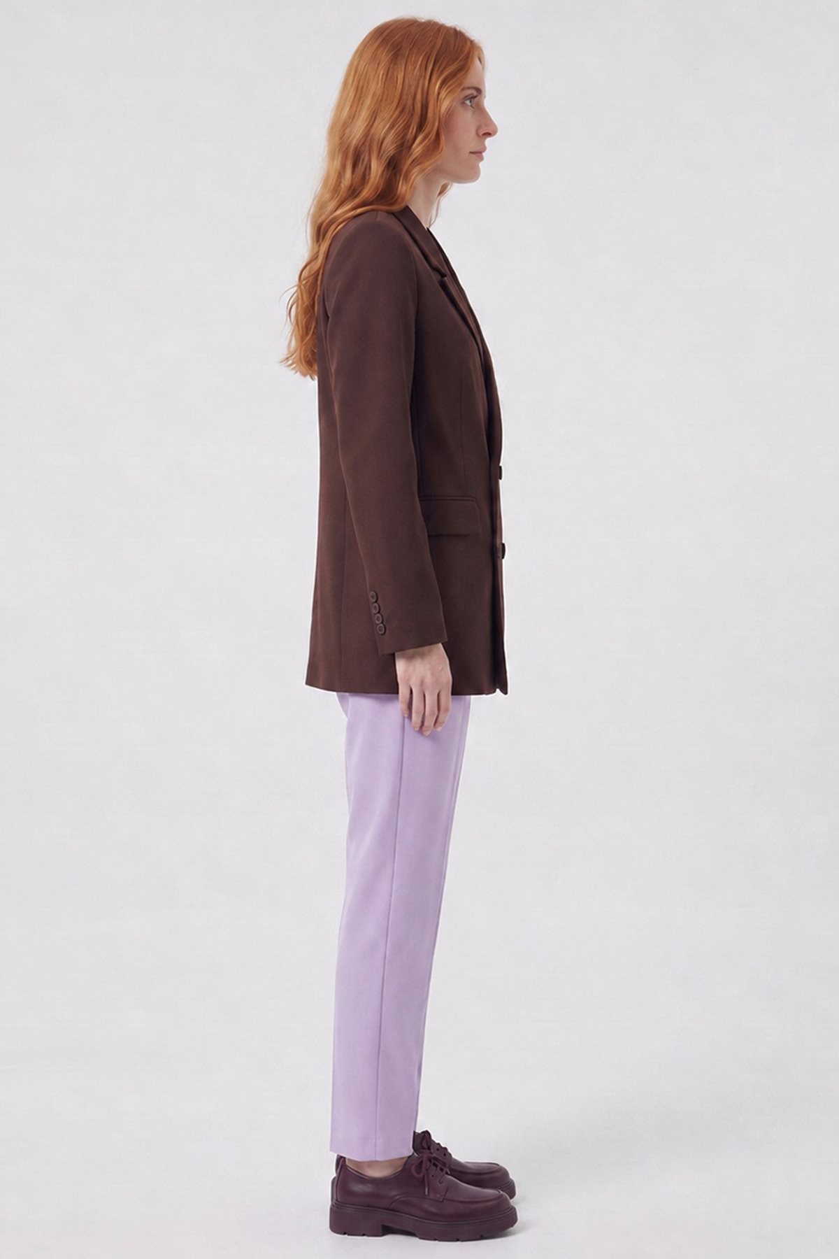 Cover Pocket Crepe Blazer Jacket Dark Brown