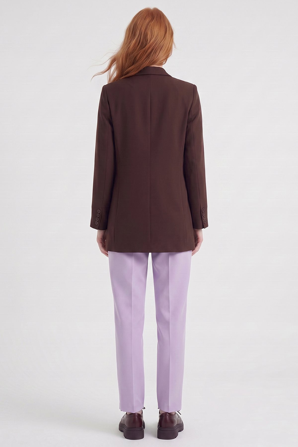 Cover Pocket Crepe Blazer Jacket Dark Brown