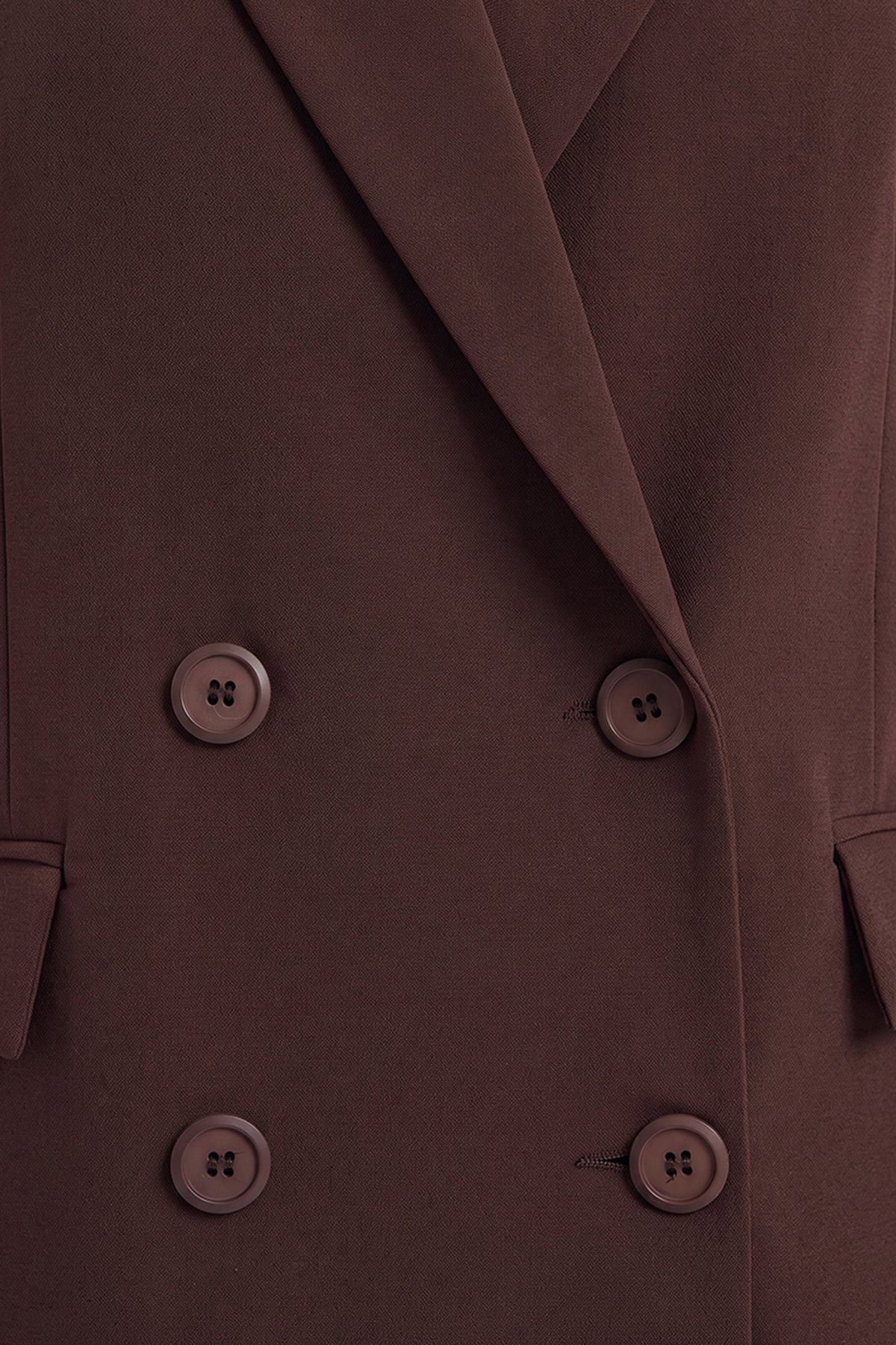 Cover Pocket Crepe Blazer Jacket Dark Brown