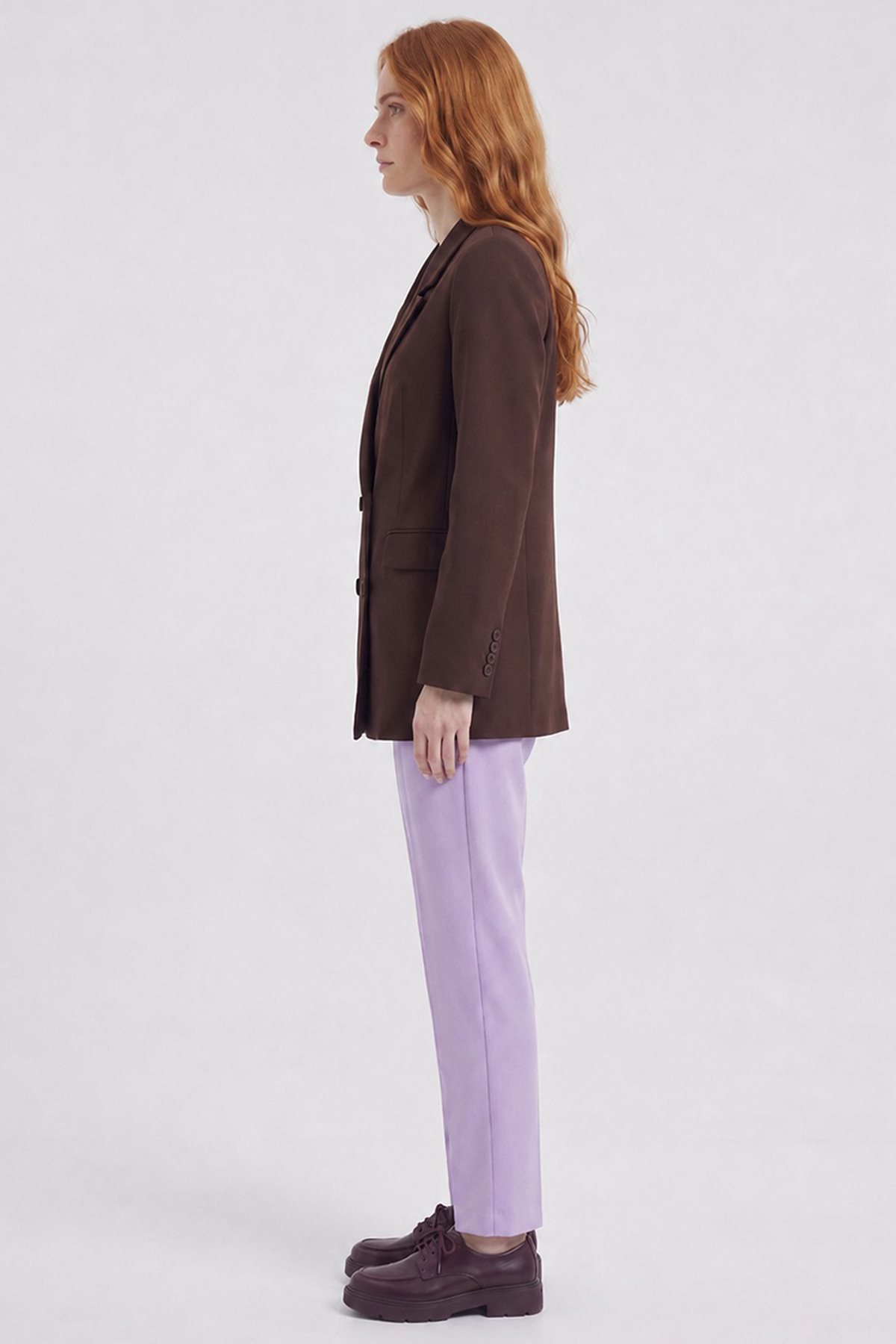 Cover Pocket Crepe Blazer Jacket Dark Brown