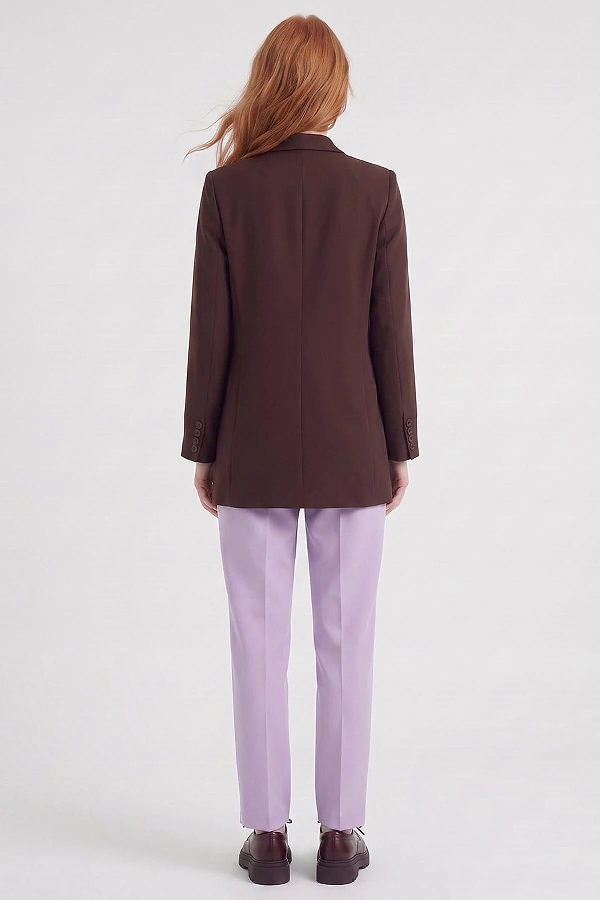 Cover Pocket Crepe Blazer Jacket Dark Brown