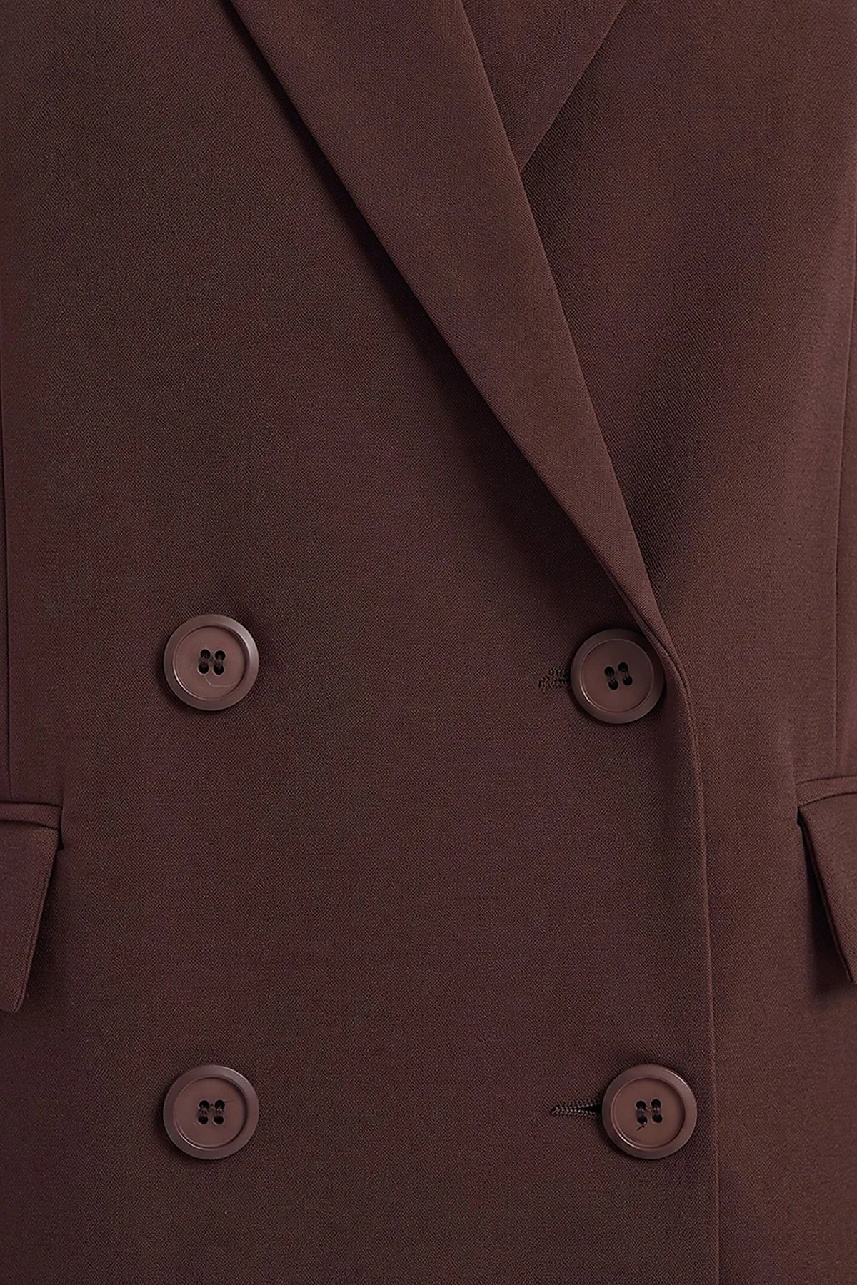 Cover Pocket Crepe Blazer Jacket Dark Brown