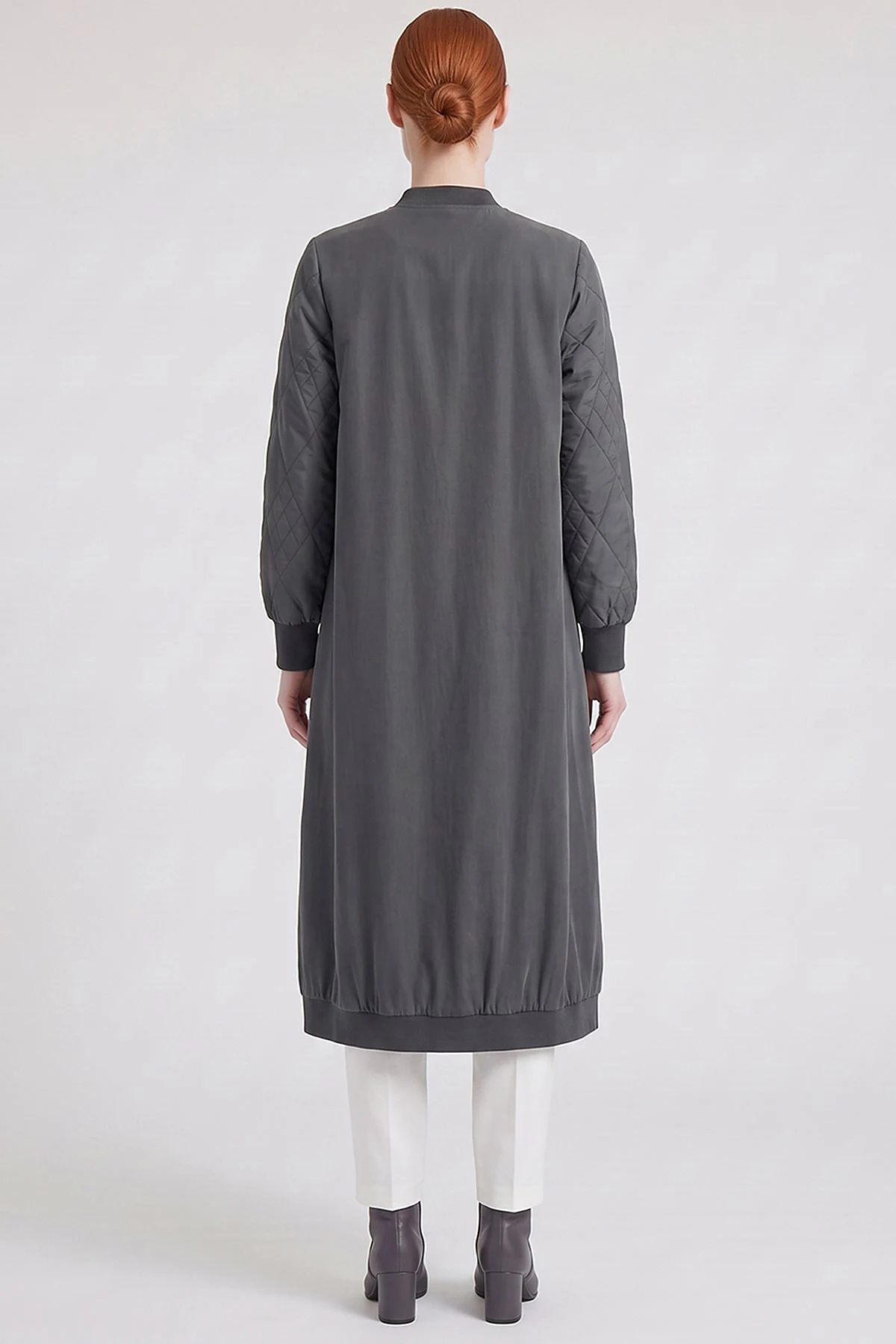 Varsity Collar Lyocell Viscose Slip-On Tunic Gray