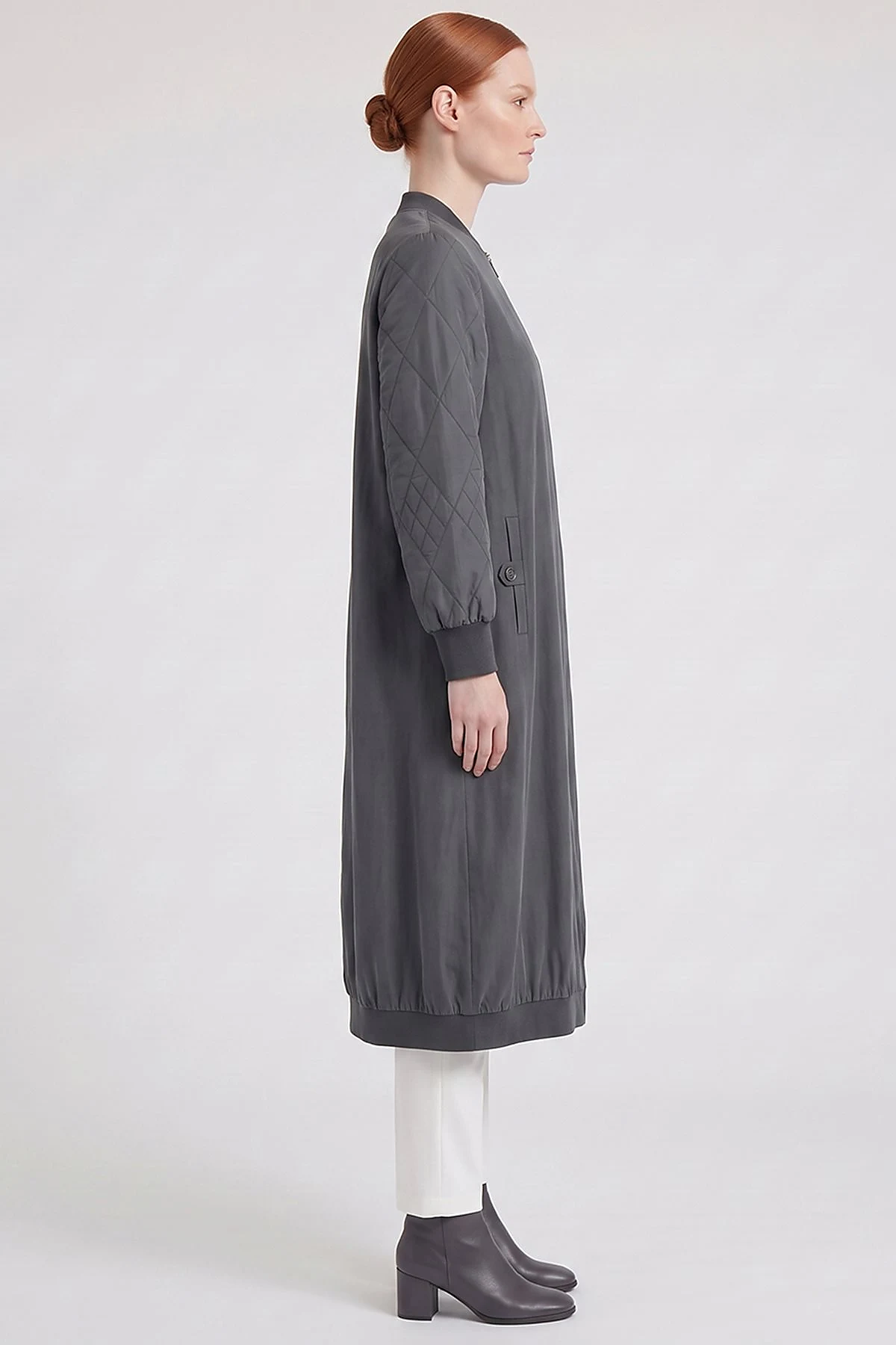 Varsity Collar Lyocell Viscose Slip-On Tunic Gray