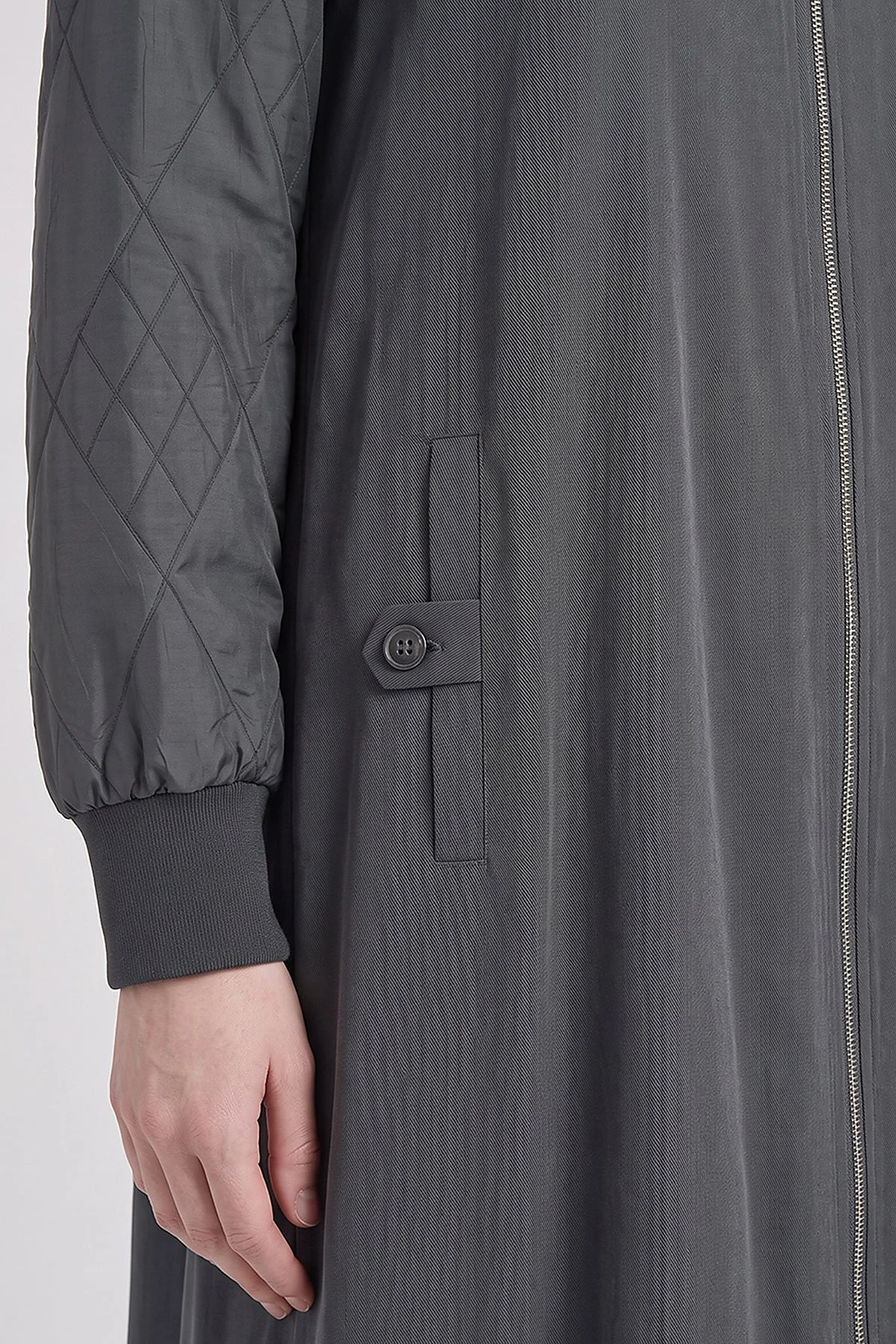 Varsity Collar Lyocell Viscose Slip-On Tunic Gray