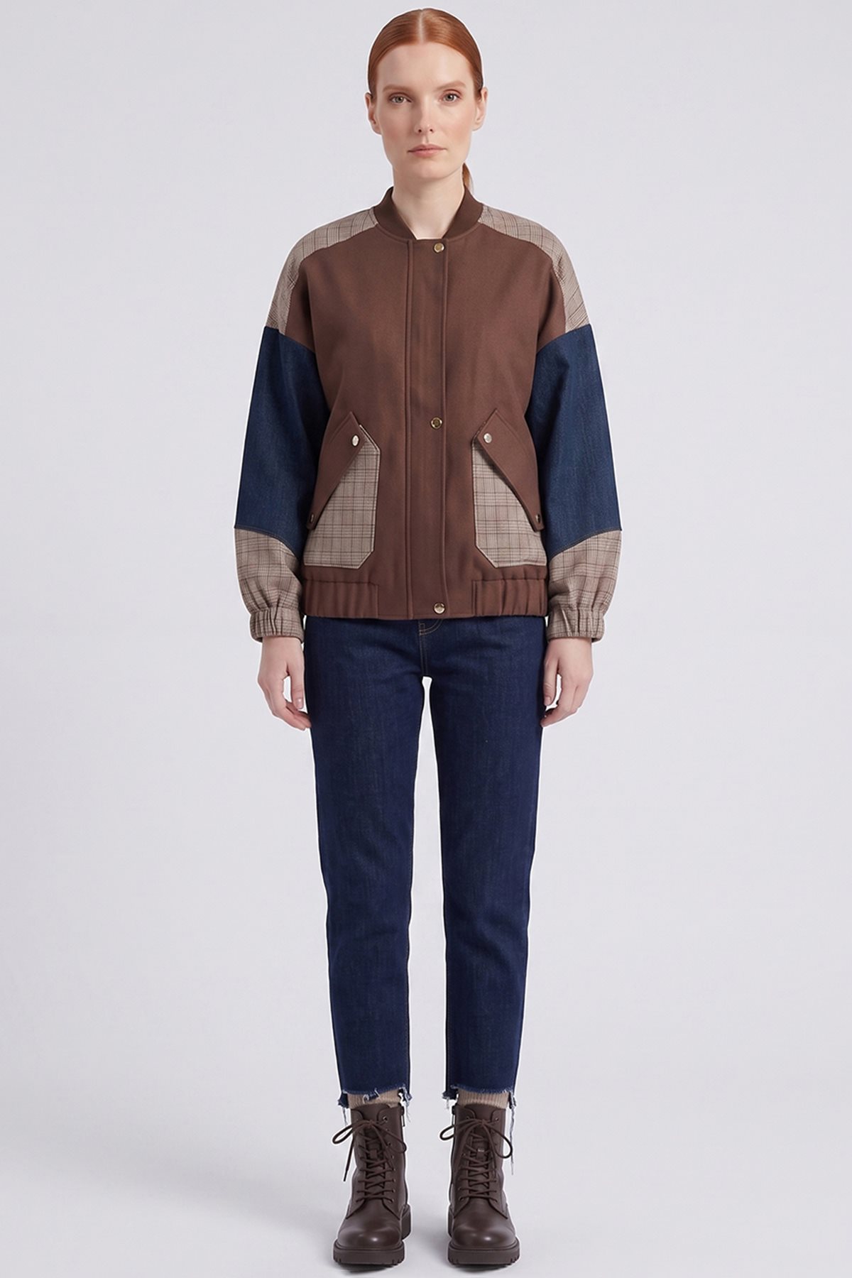 Color-Block Jacket Chocolate