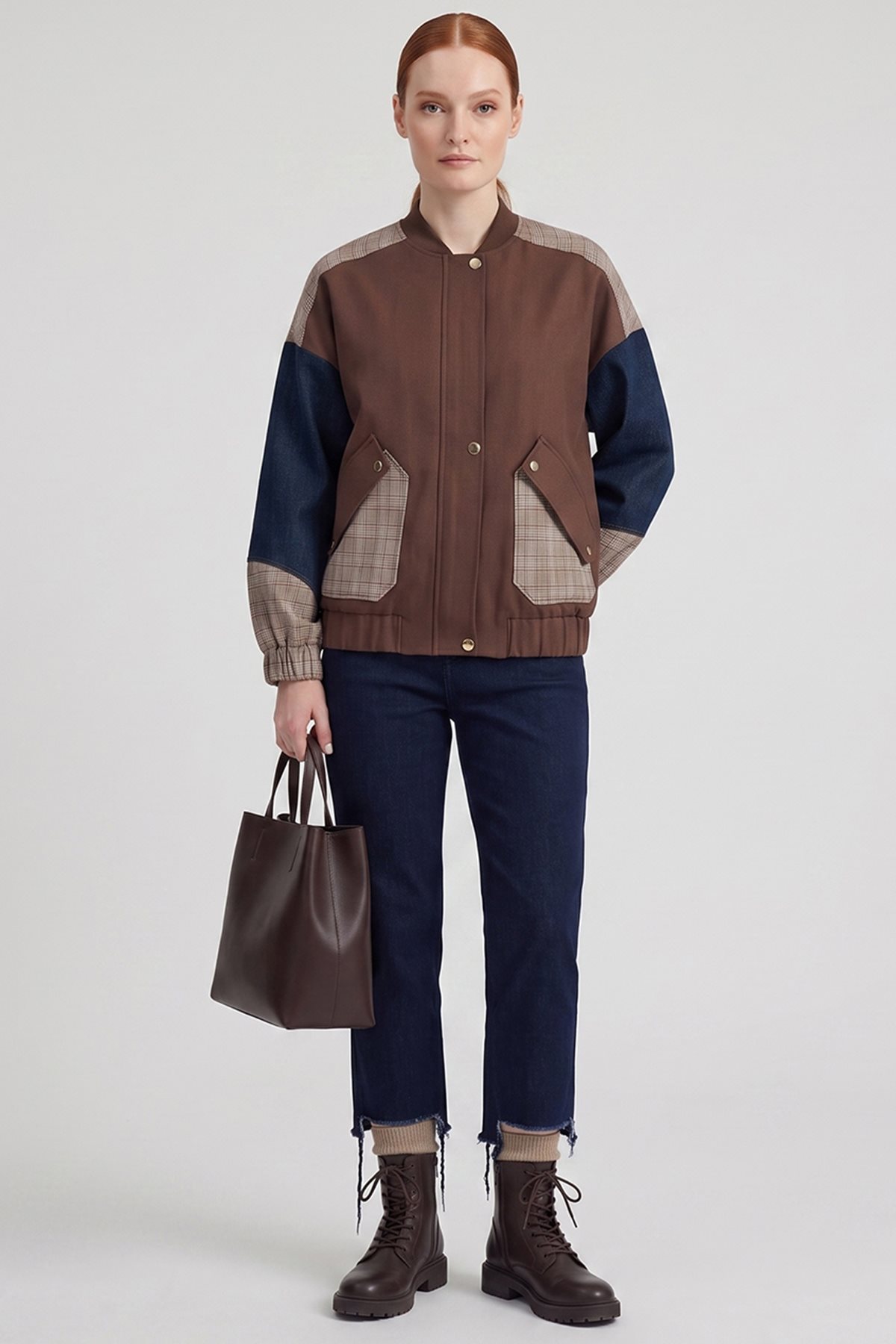 Color-Block Jacket Chocolate