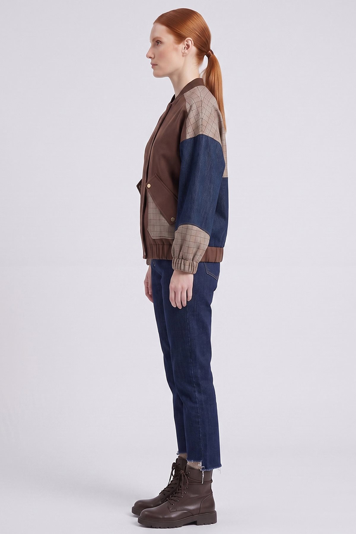 Color-Block Jacket Chocolate