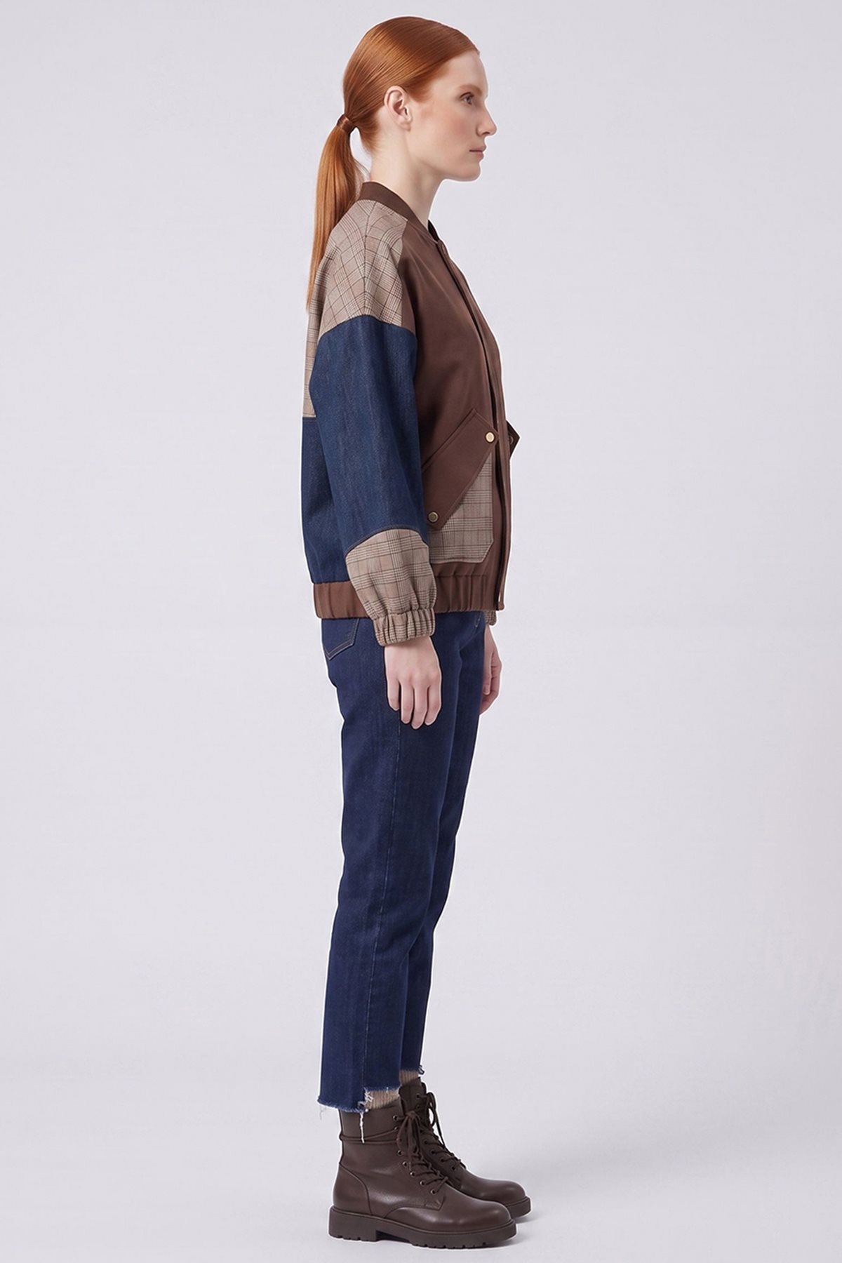 Color-Block Jacket Chocolate