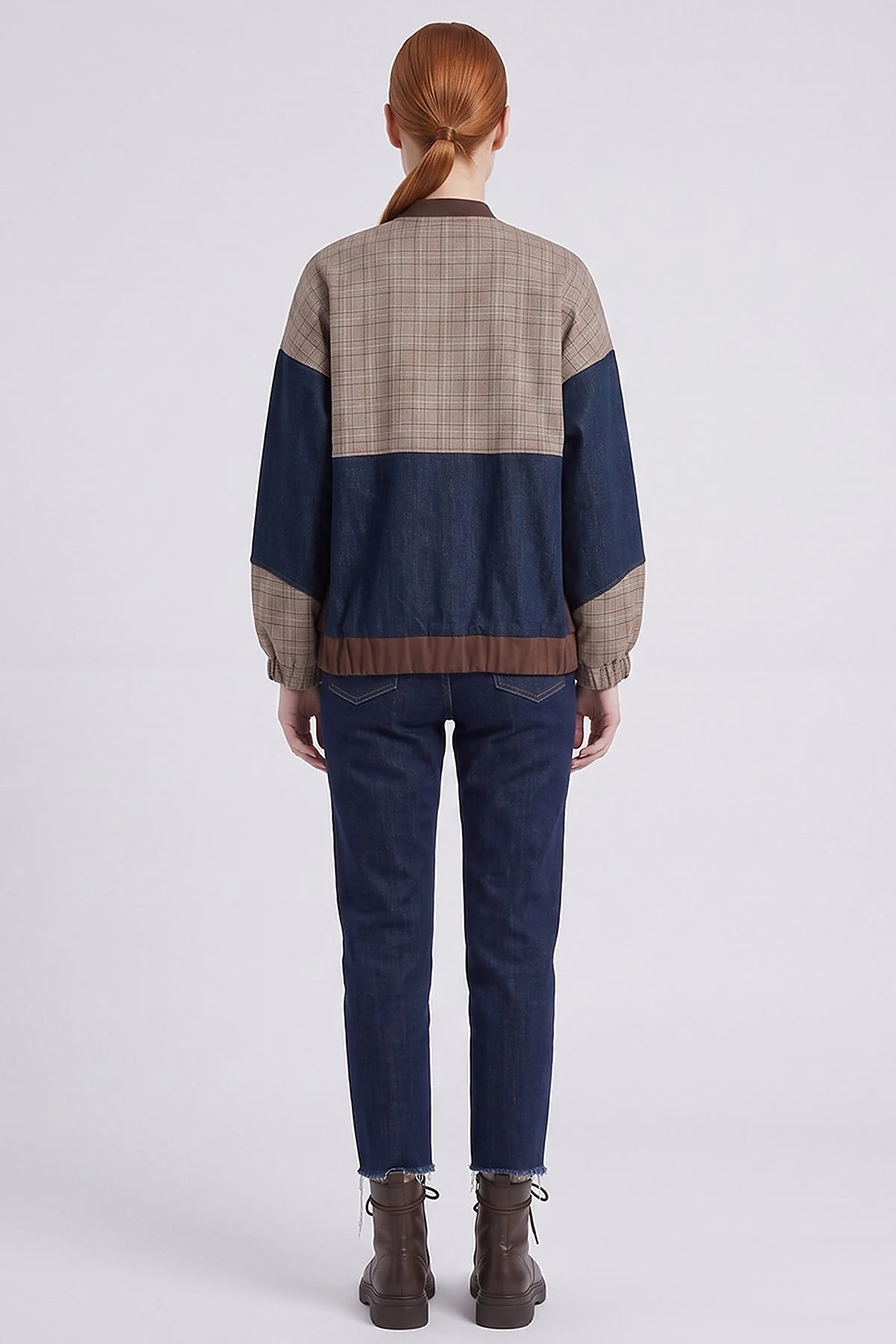 Color-Block Jacket Brown