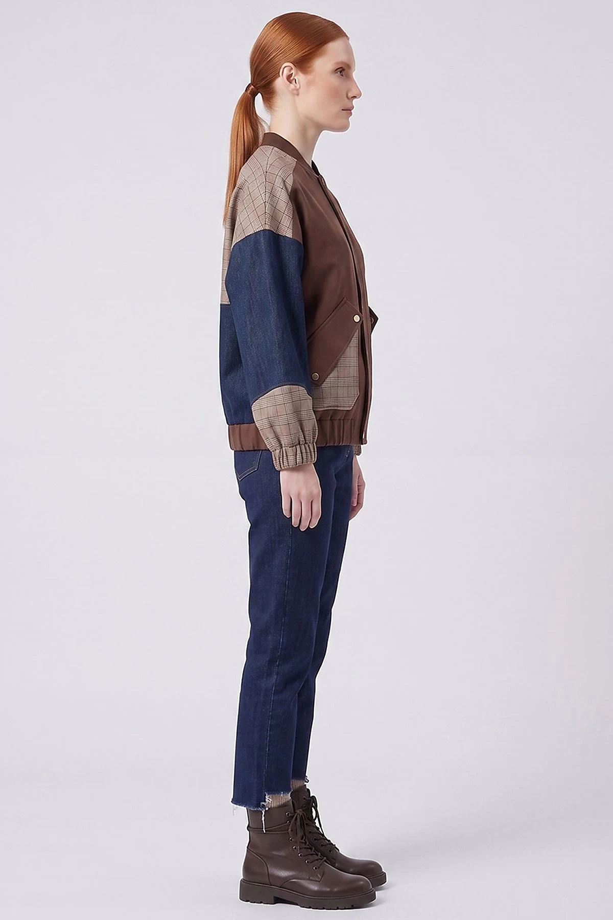 Color-Block Jacket Brown