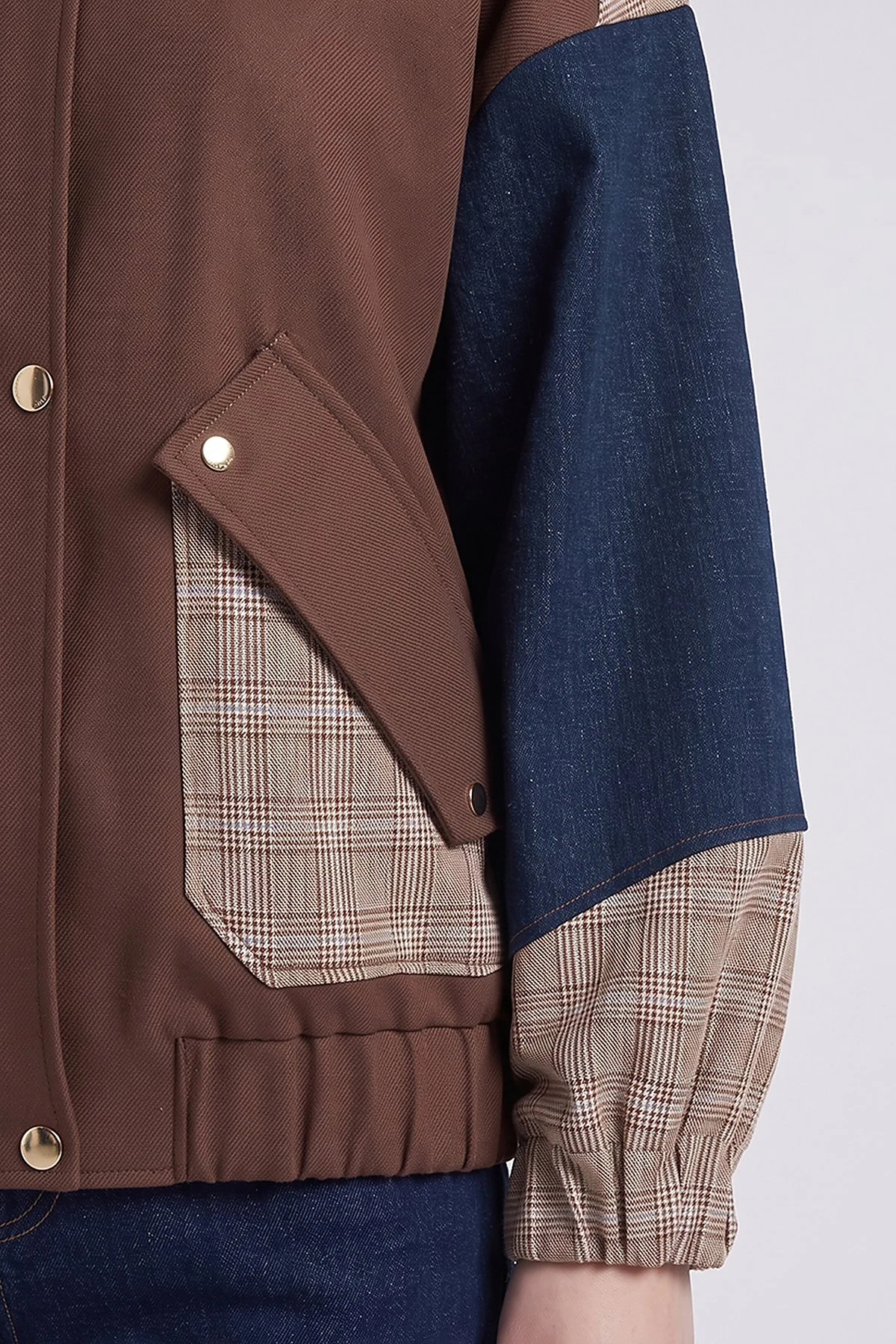 Color-Block Jacket Brown
