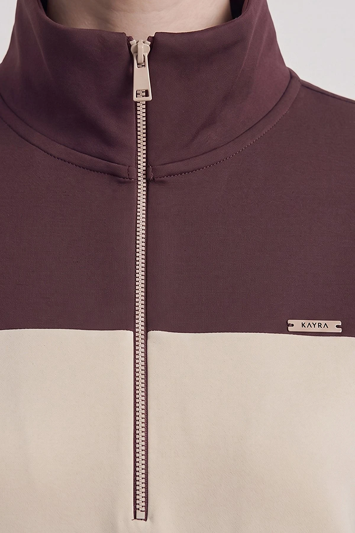 Color-Block Wide-Neck Sweatshirt Burgundy