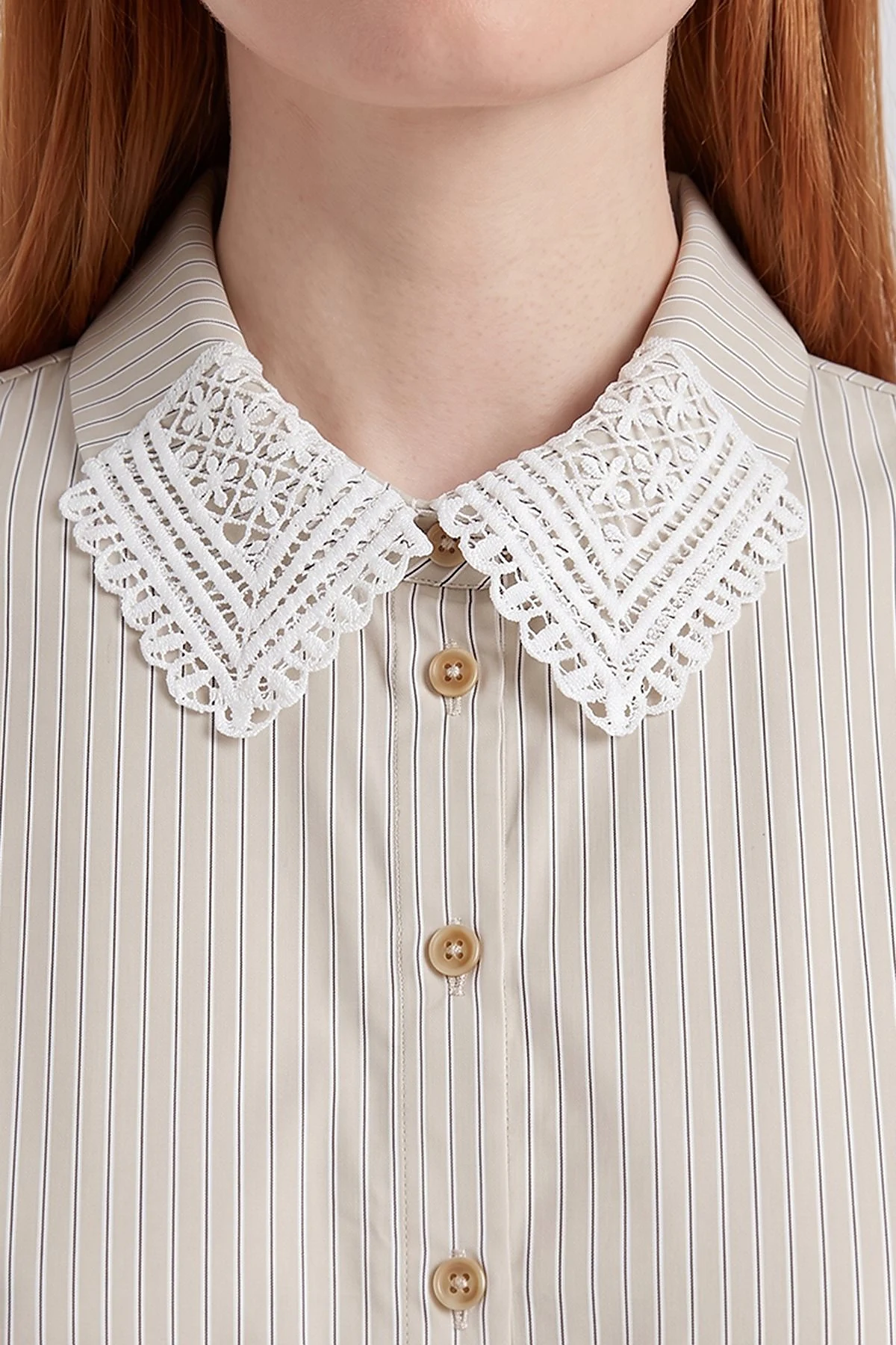 Collar-Detail Cotton Blouse Green