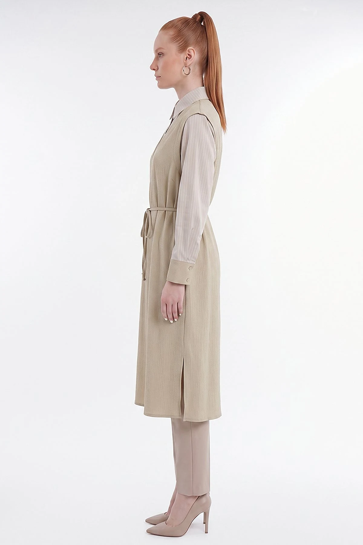 Shirt-Detail Long Tunic Green