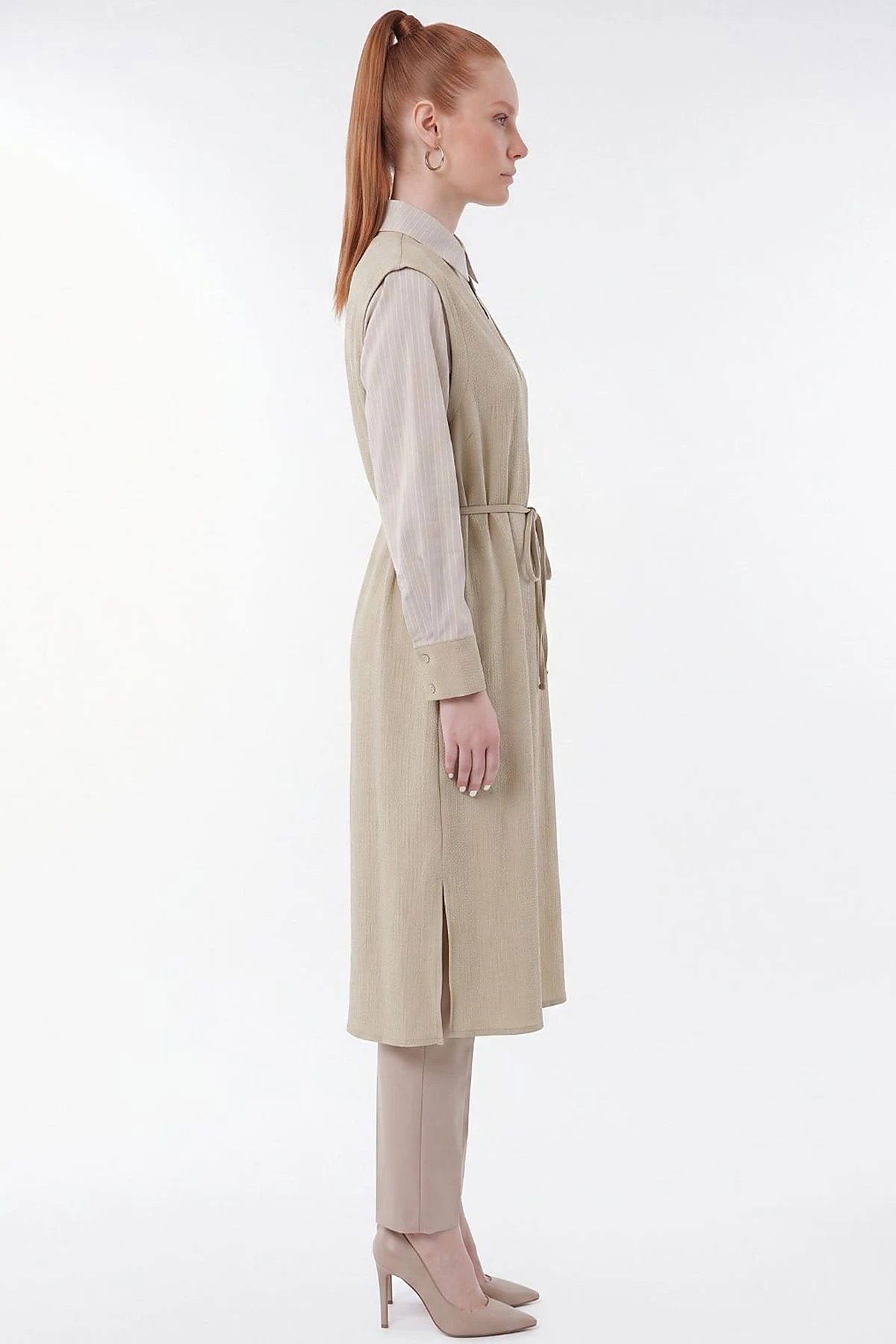 Shirt-Detail Long Tunic Green
