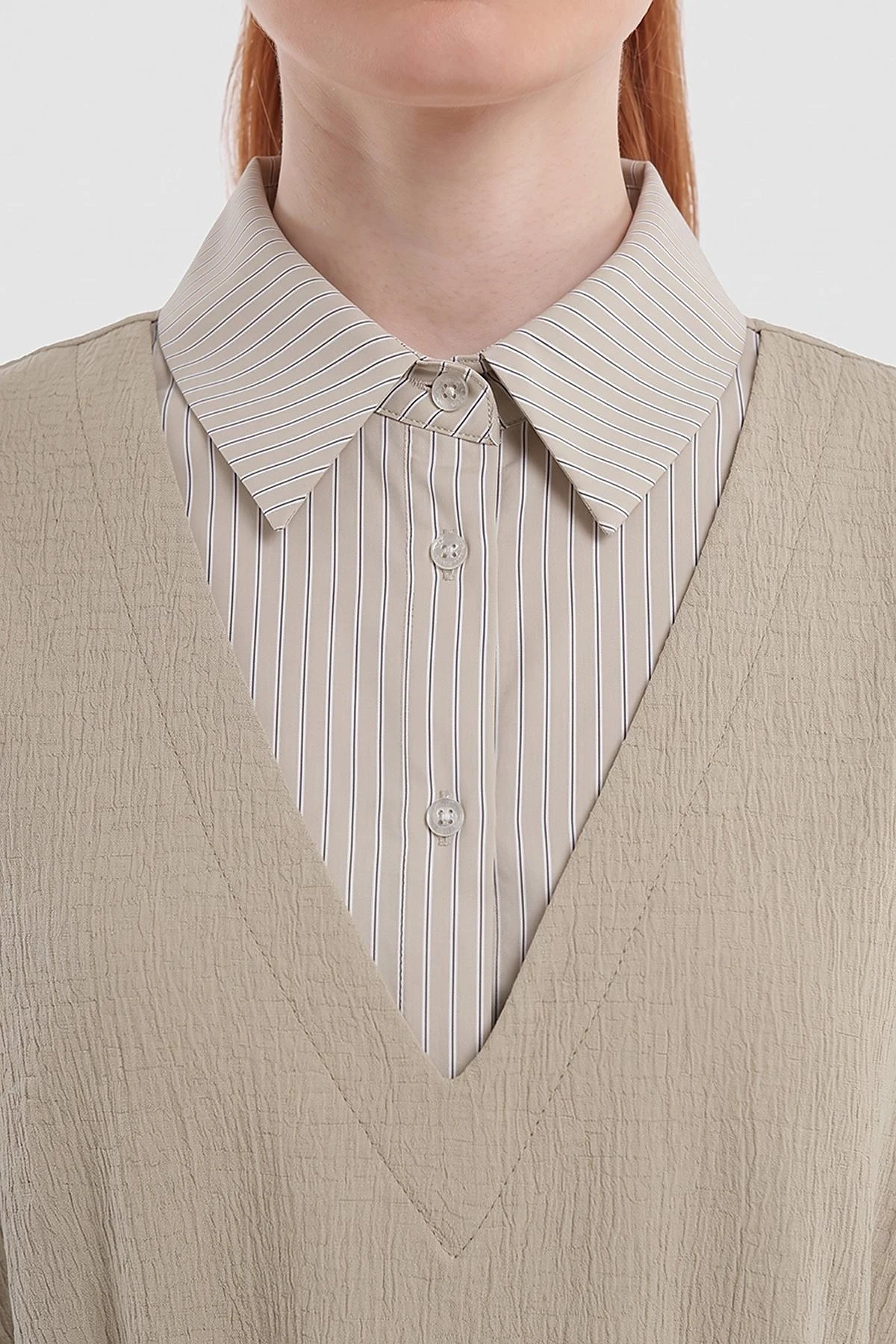 Shirt-Detail Long Tunic Green