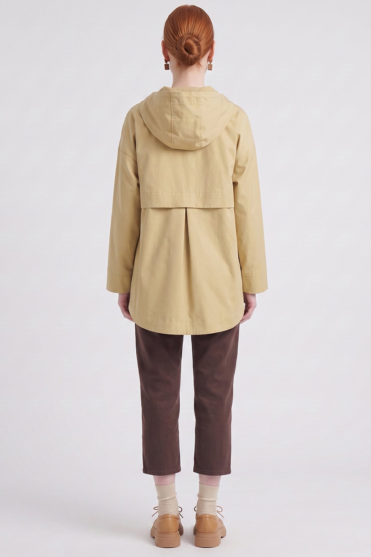 Hooded Short Trench Coat Light Yellow