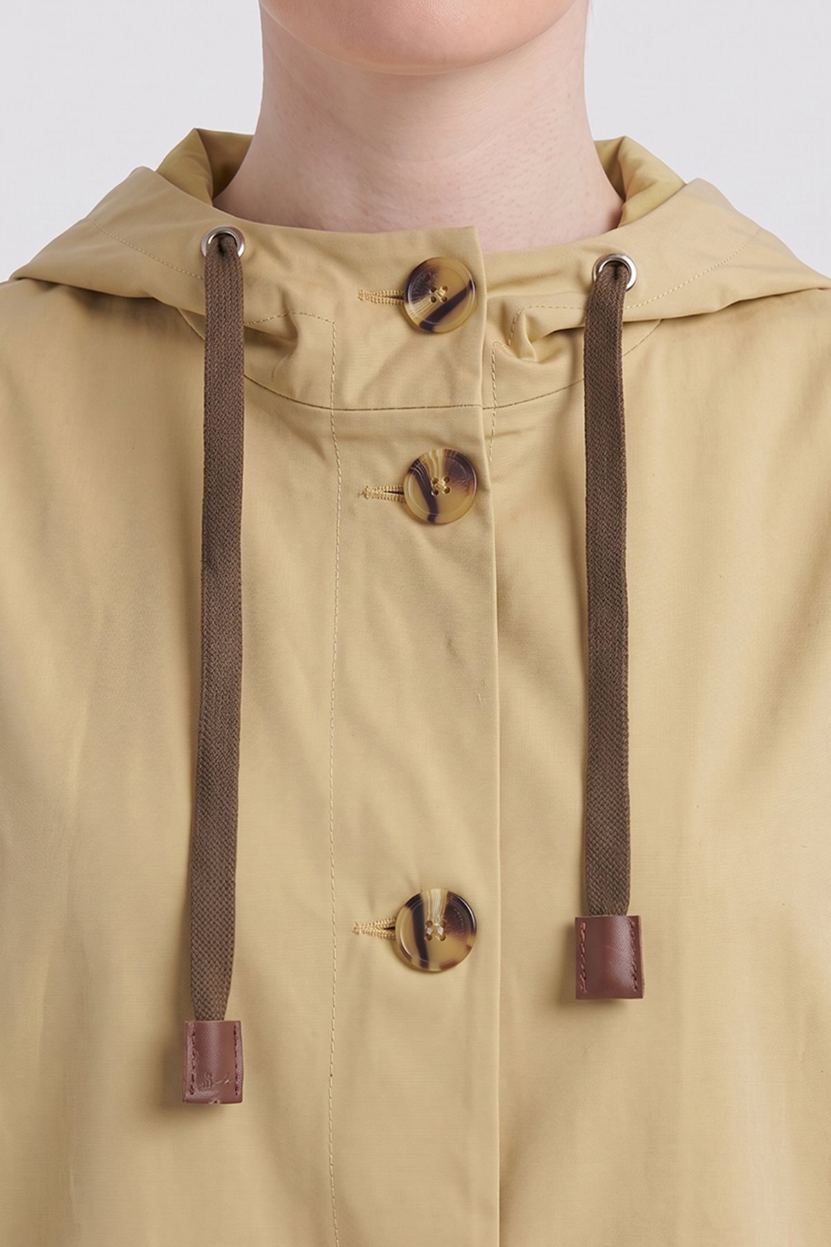 Hooded Short Trench Coat Light Yellow