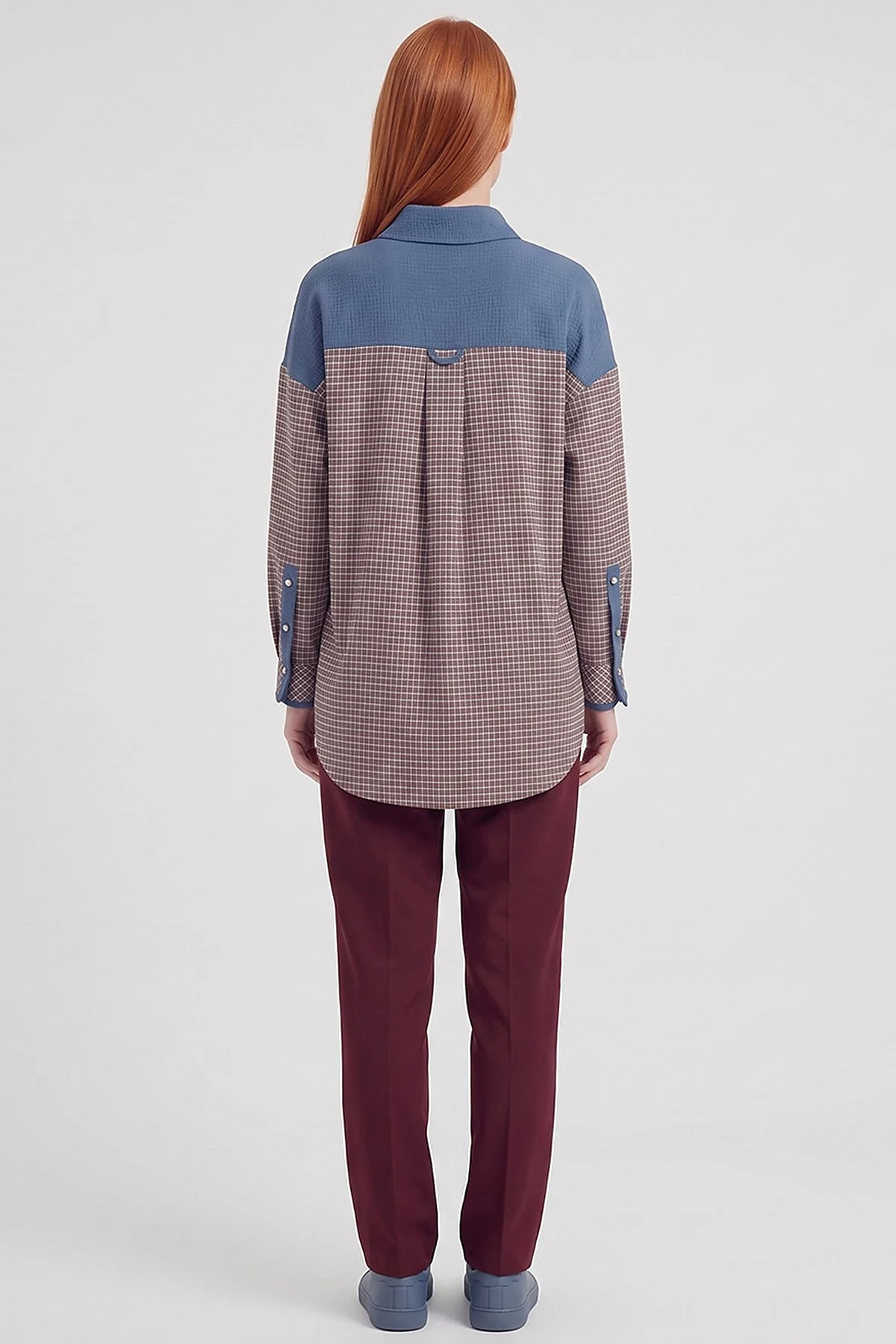 Checkered Pattern Tunic Indigo