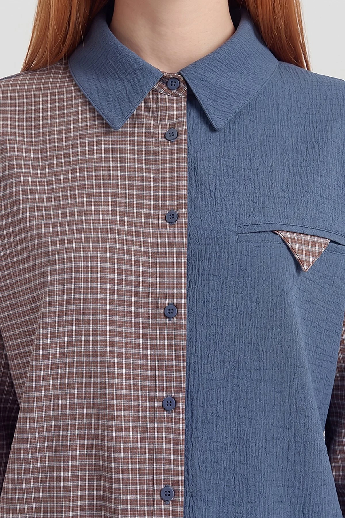 Checkered Pattern Tunic Indigo
