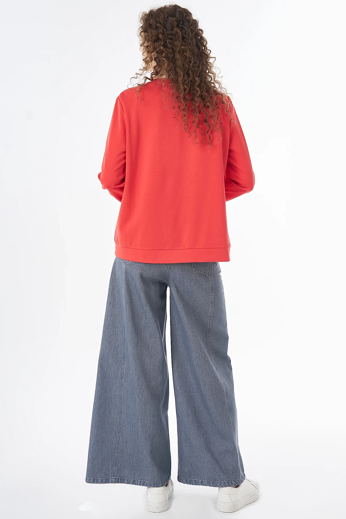 Embroidered Appliqué Modal Sweatshirt Red