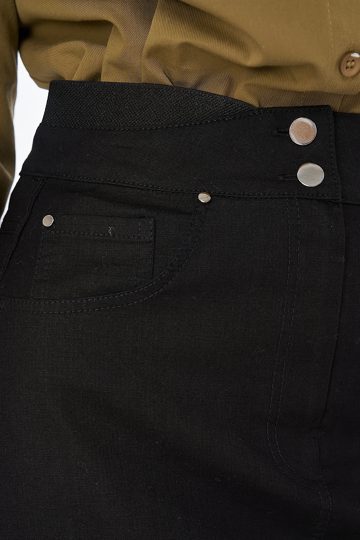 Button-Detail Non-Denim Skirt Black