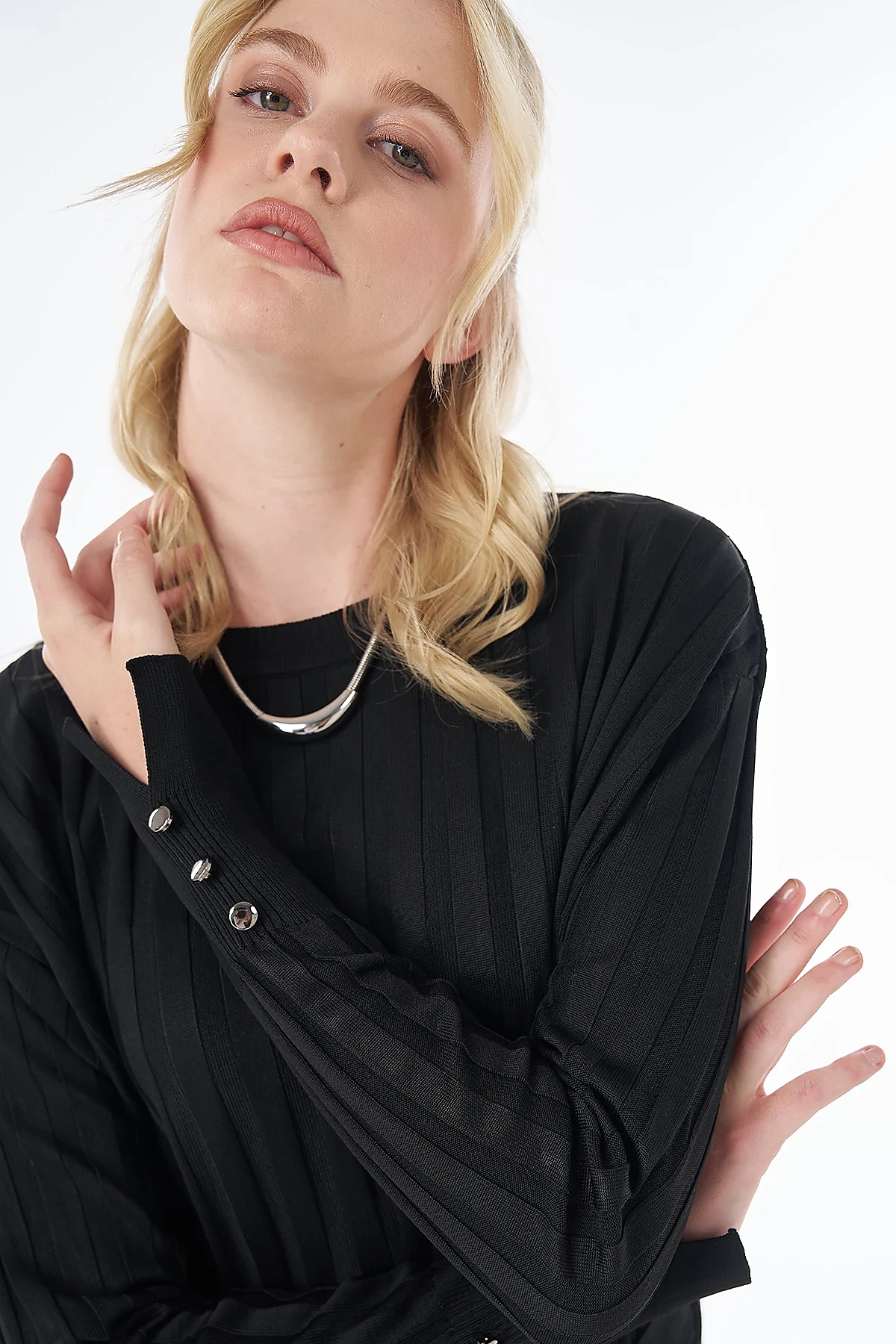 Belted Knit Dress Black