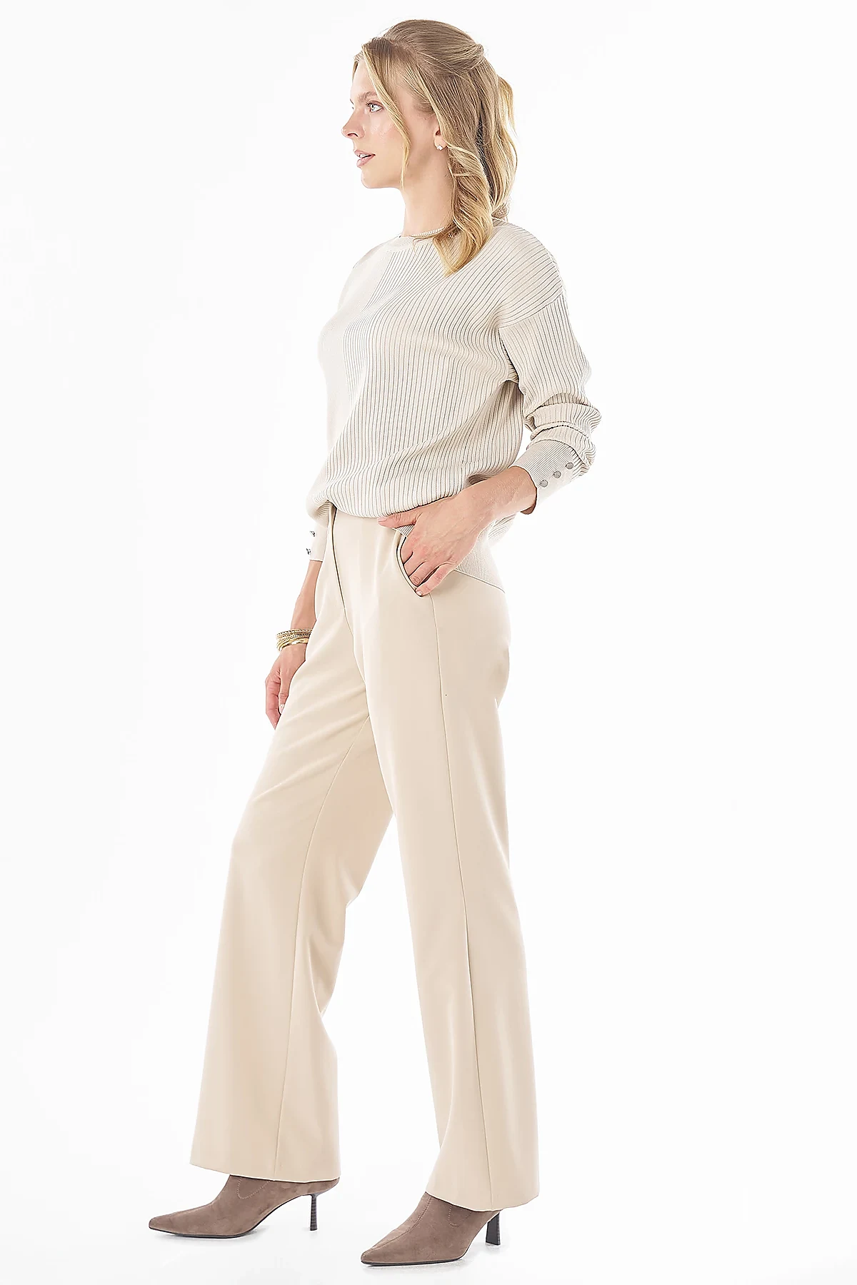 Accessory Button Knit Tunic - Cream