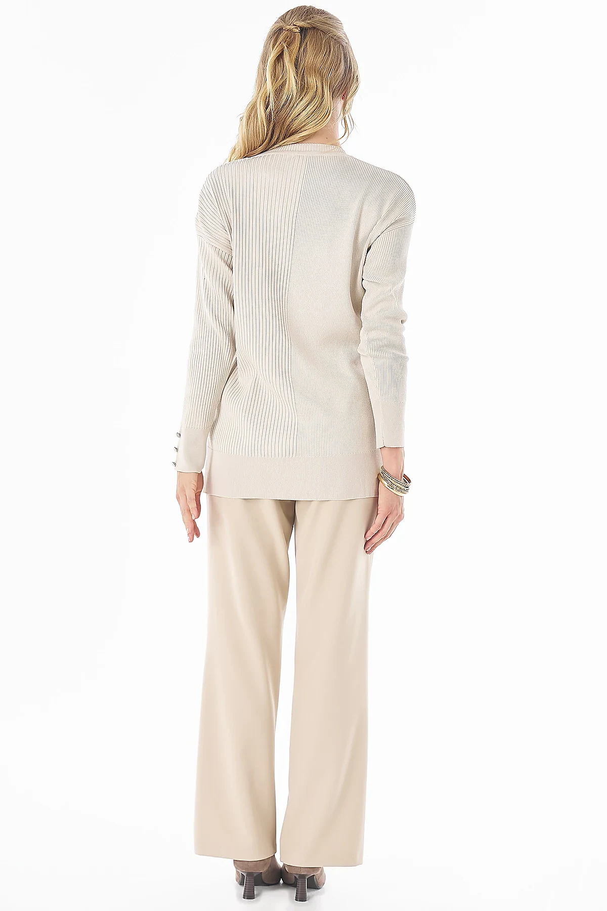 Accessory Button Knit Tunic - Cream