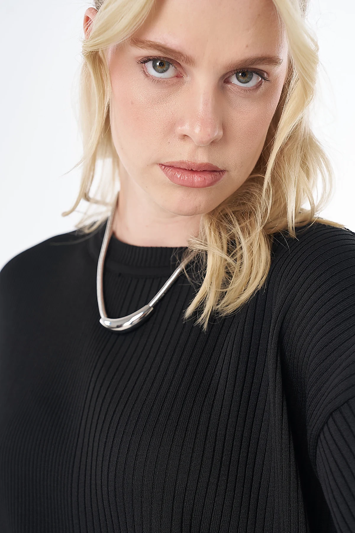 Accessory Button Knit Tunic - Black