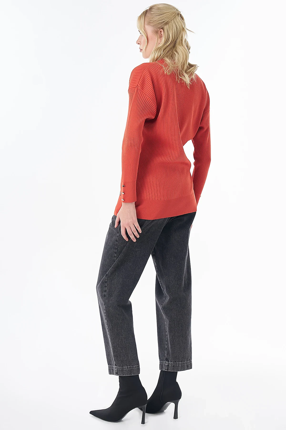 Accessory Button Knit Tunic - Terracotta