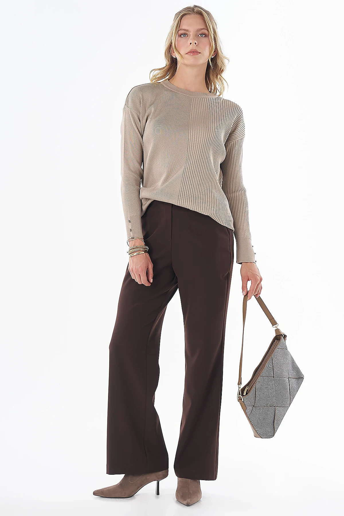 Accessory Button Knit Tunic - Mink