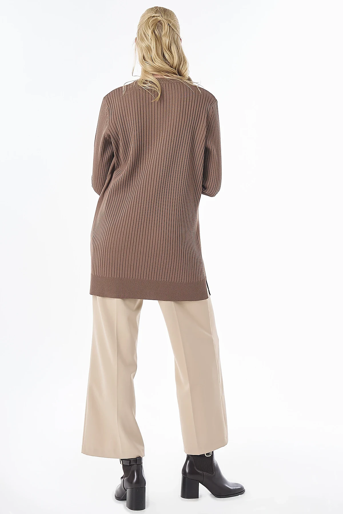 Button-Detail Knit Tunic - Mink