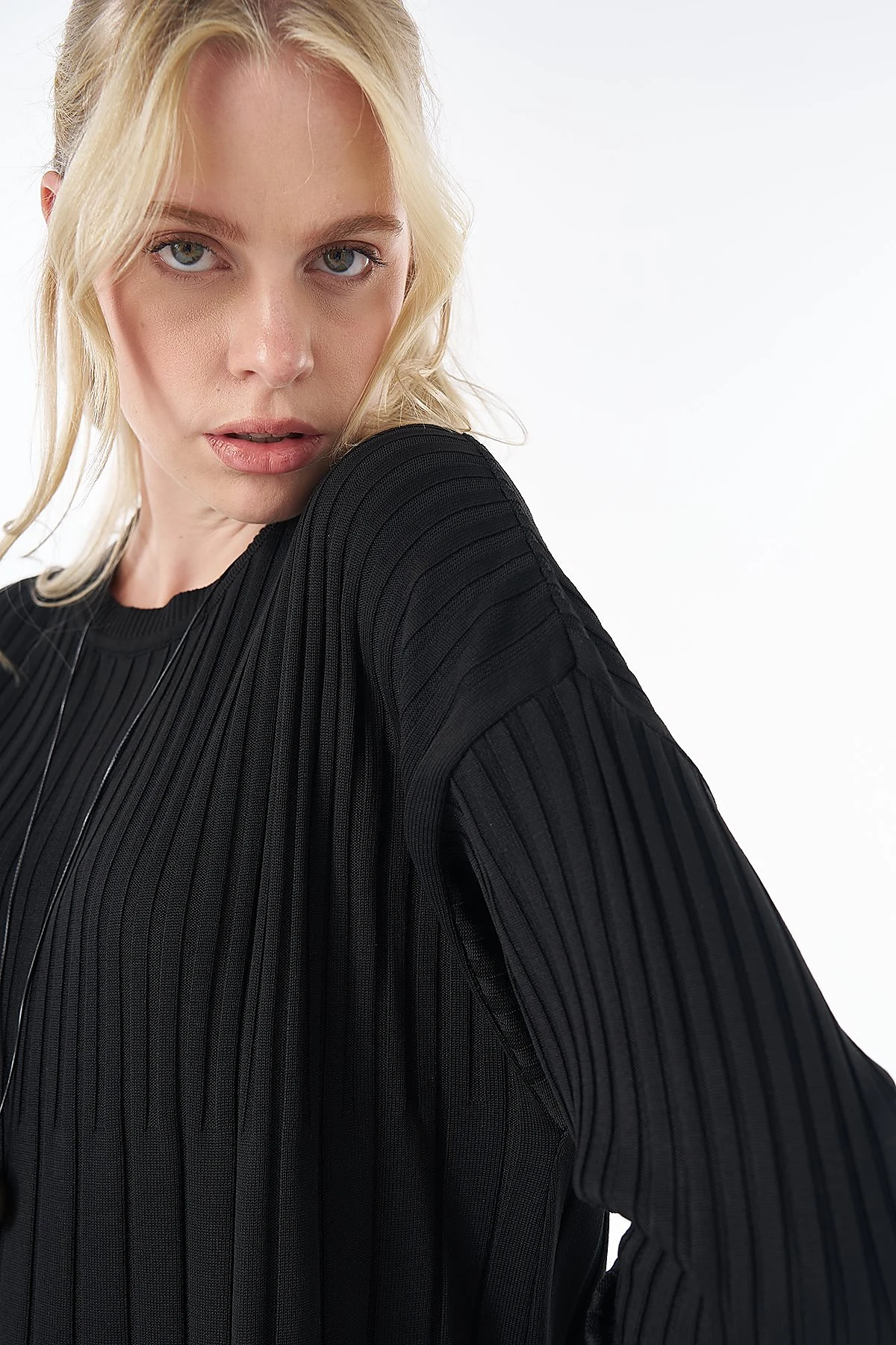 Ribbed Knit Tunic Black