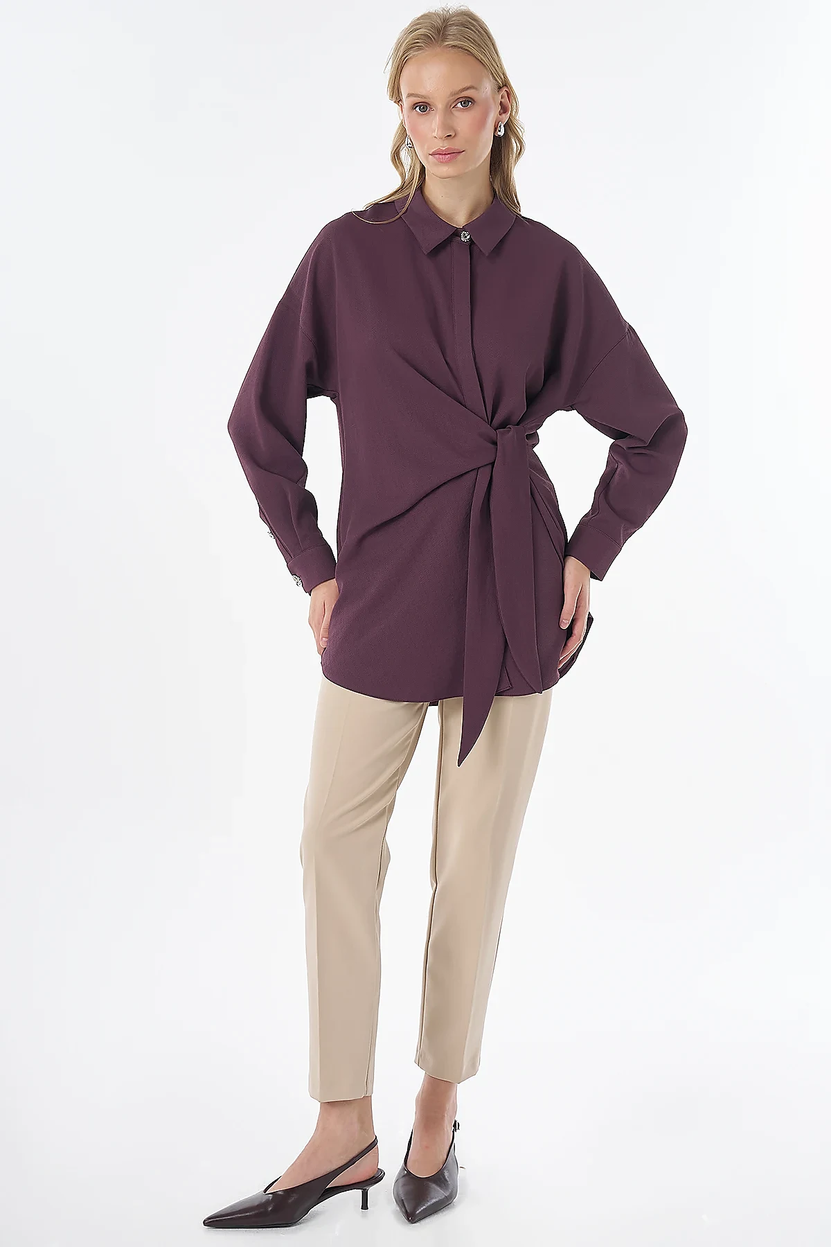 Tie-Detail Tunic Burgundy