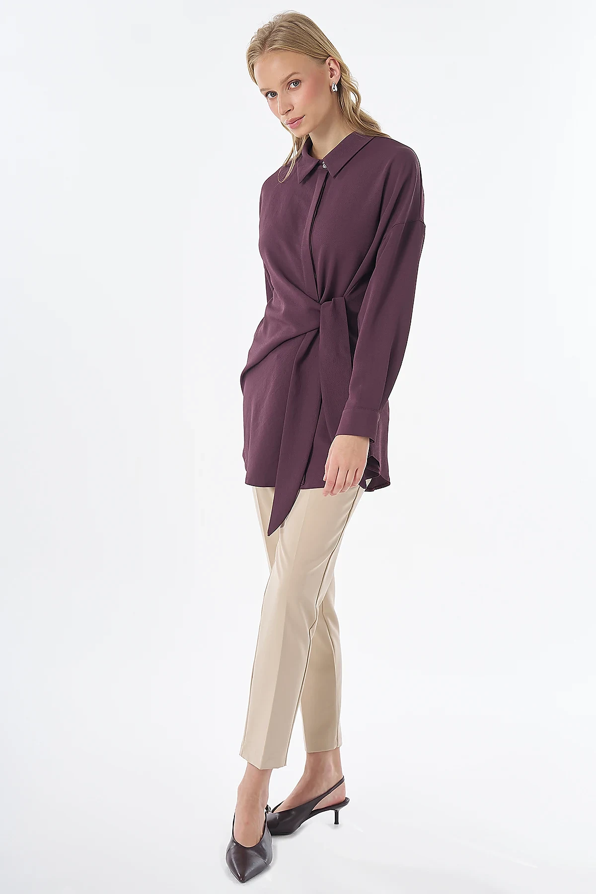 Tie-Detail Tunic Burgundy