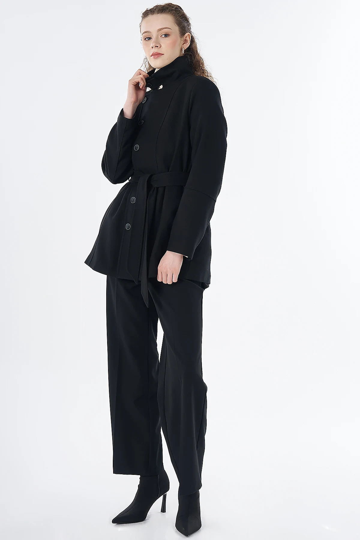 Asymmetrical Buttoned Jacket Black