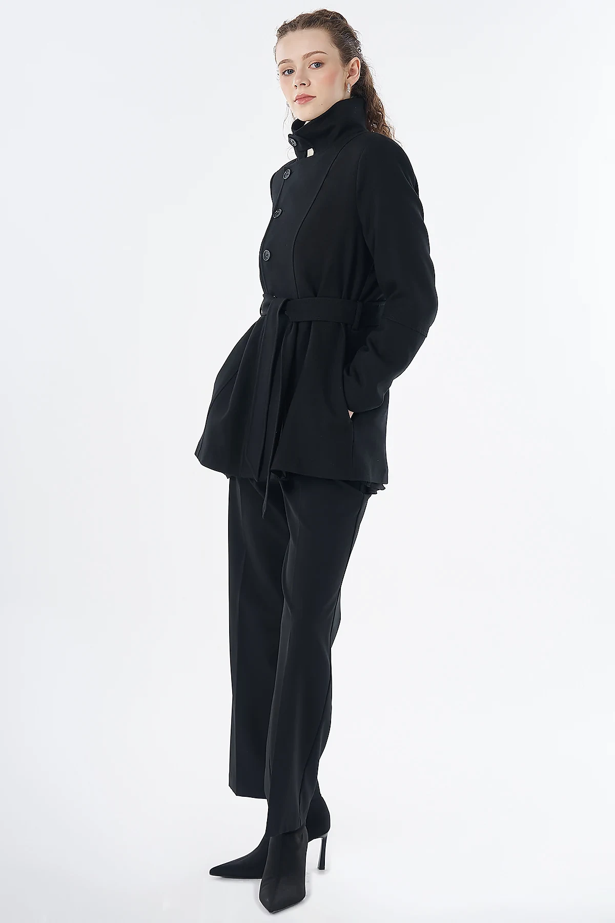 Asymmetrical Buttoned Jacket Black