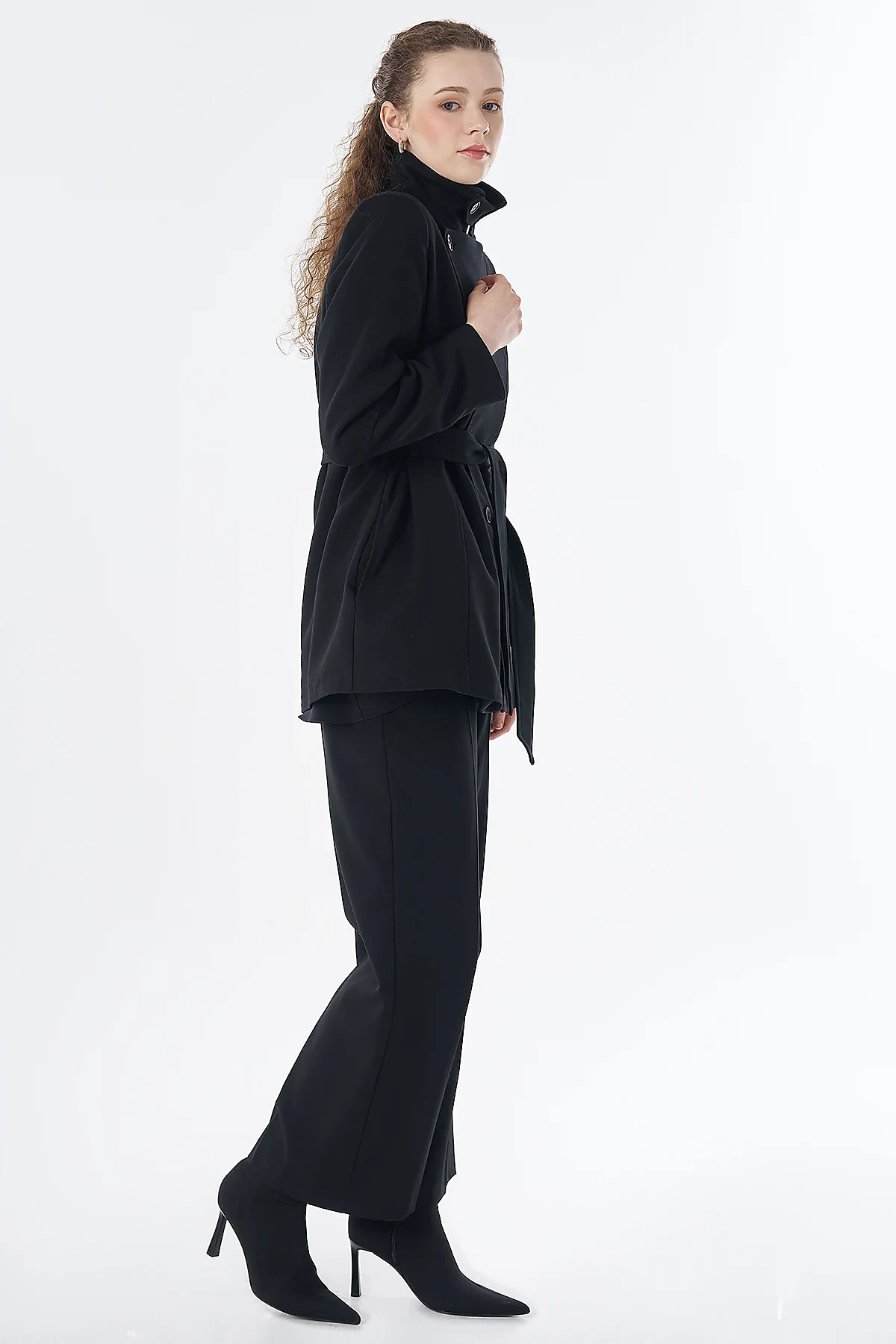 Asymmetrical Buttoned Jacket Black