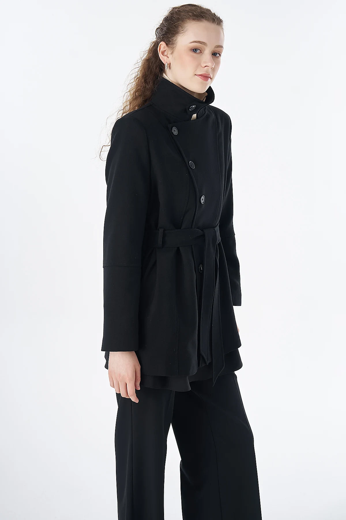 Asymmetrical Buttoned Jacket Black